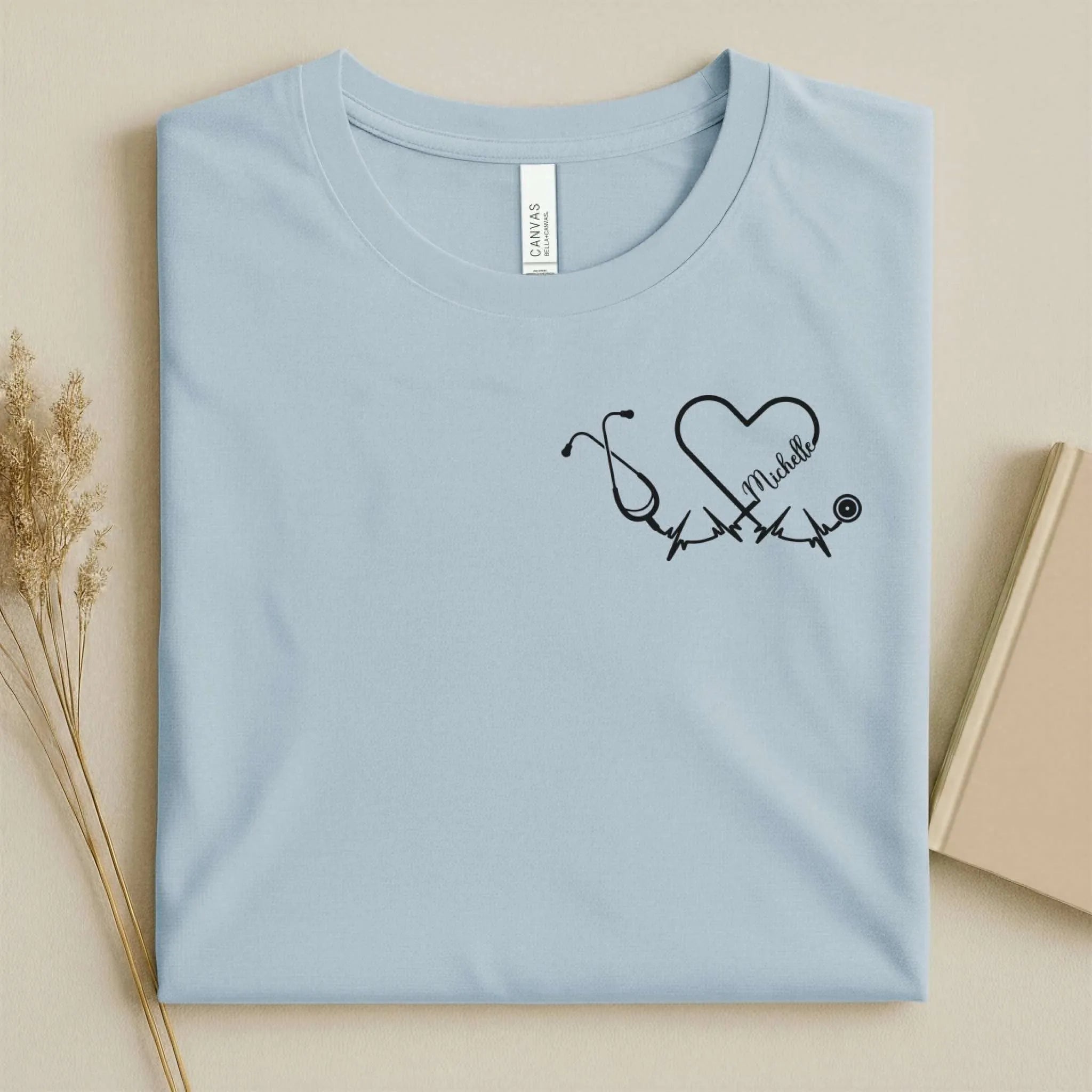 Personalized Name Stethoscope Heart Nurse Shirt