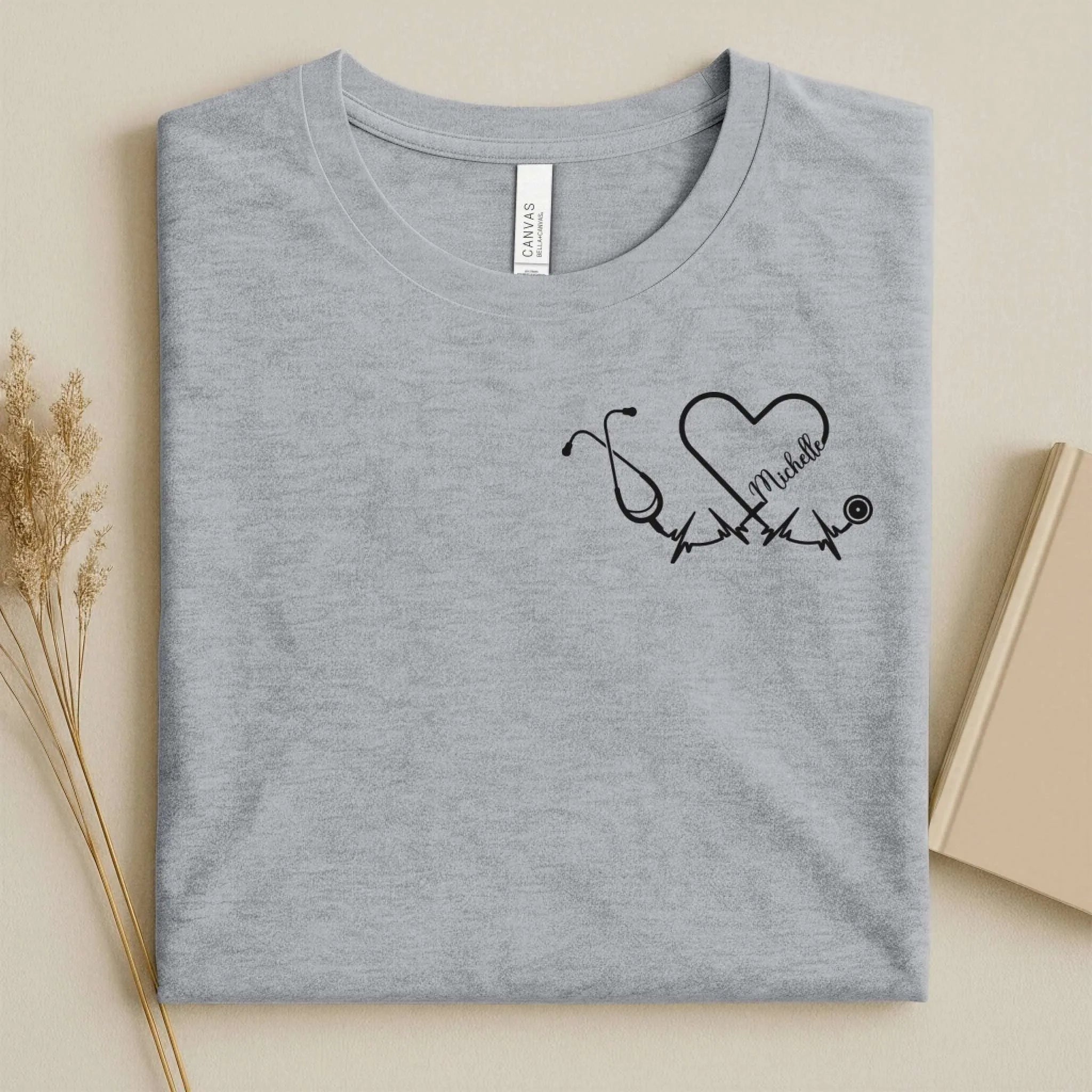 Personalized Name Stethoscope Heart Nurse Shirt