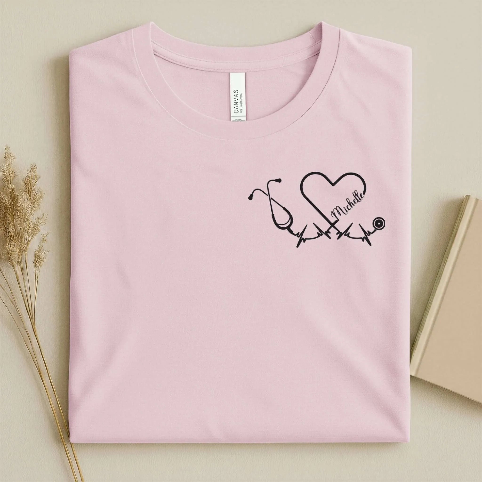 Personalized Name Stethoscope Heart Nurse Shirt