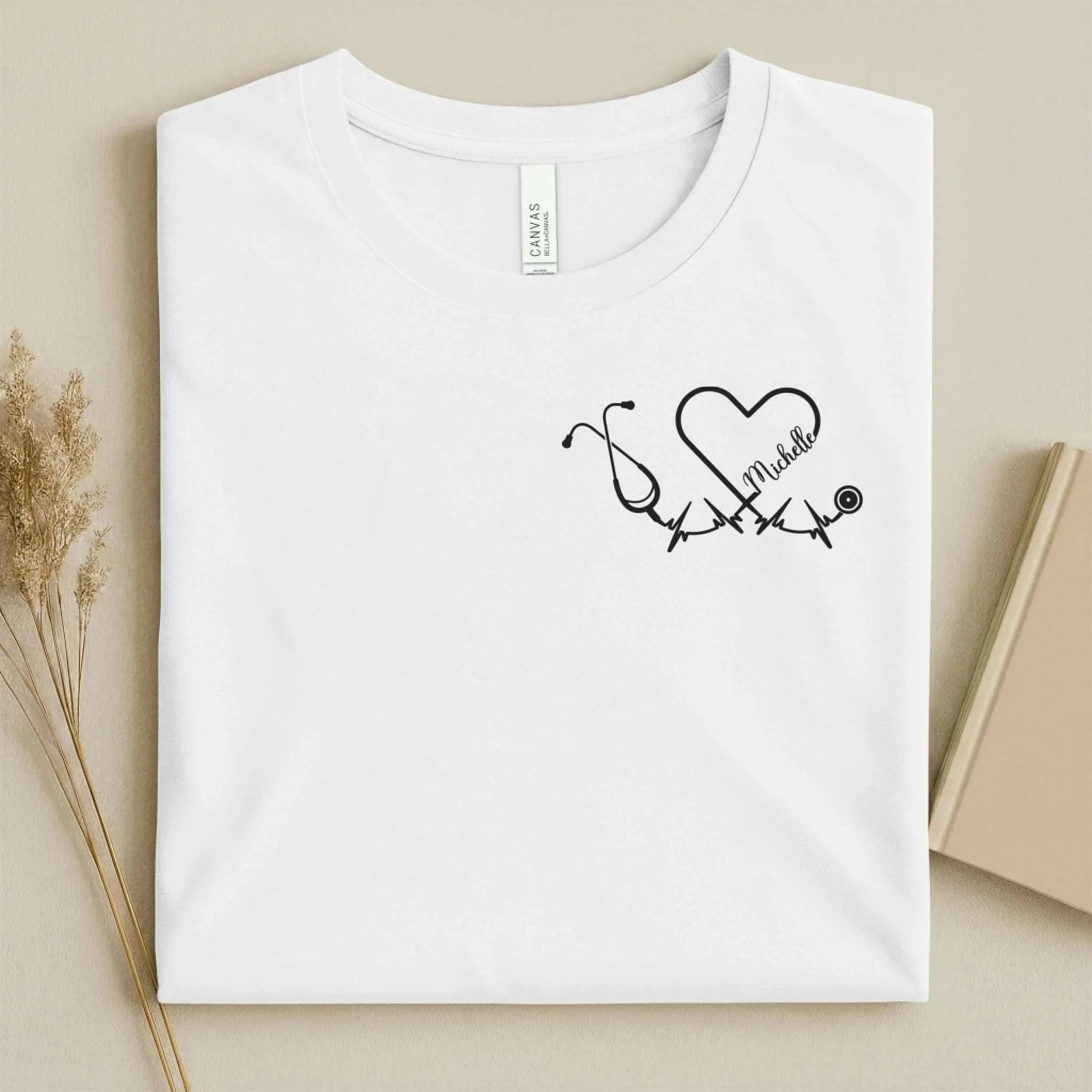 Personalized Name Stethoscope Heart Nurse Shirt