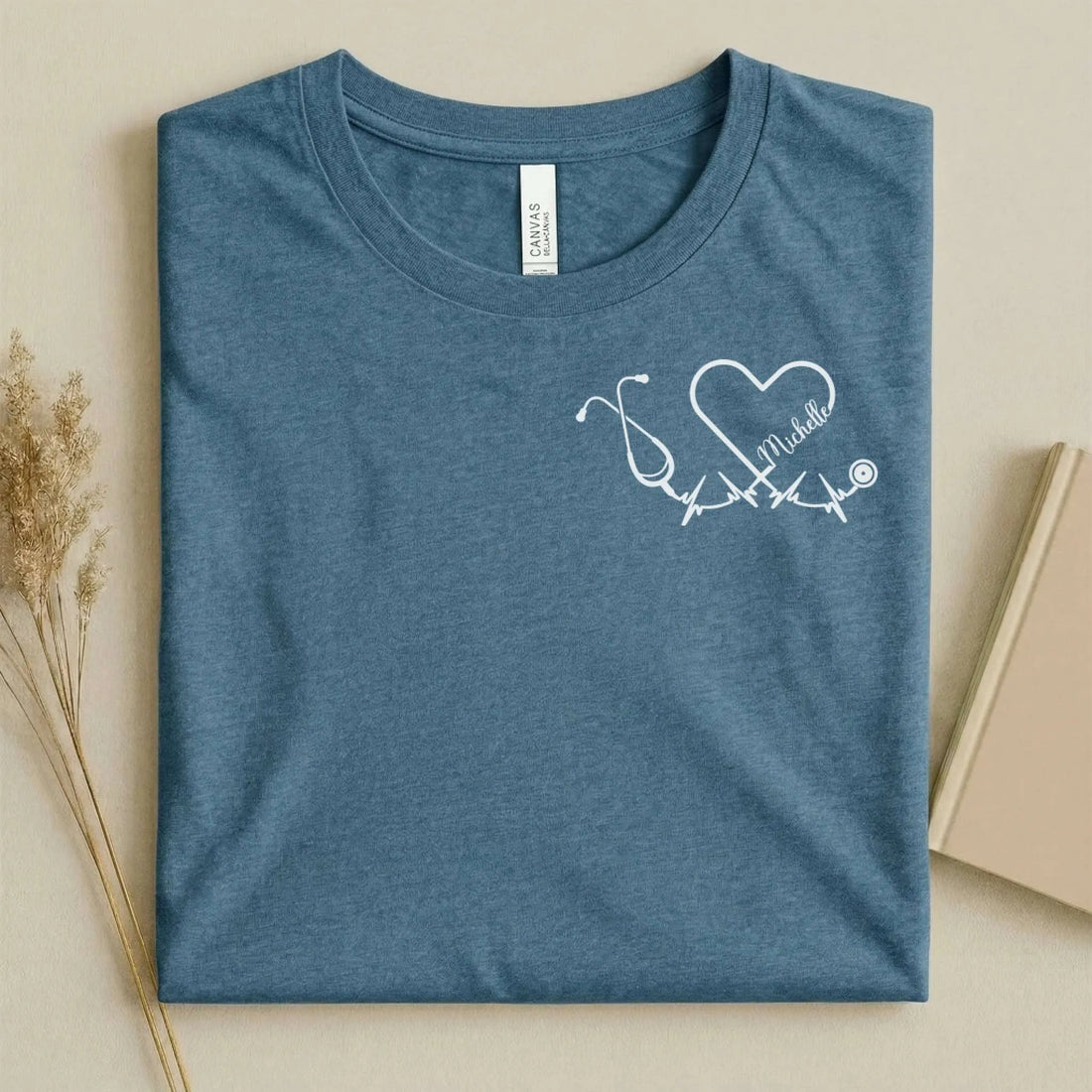 Personalized Name Stethoscope Heart Nurse Shirt
