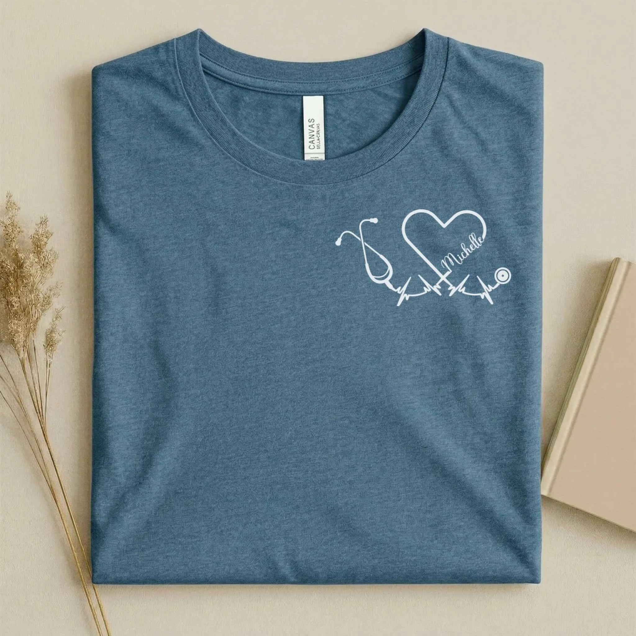 Personalized Name Stethoscope Heart Nurse Shirt