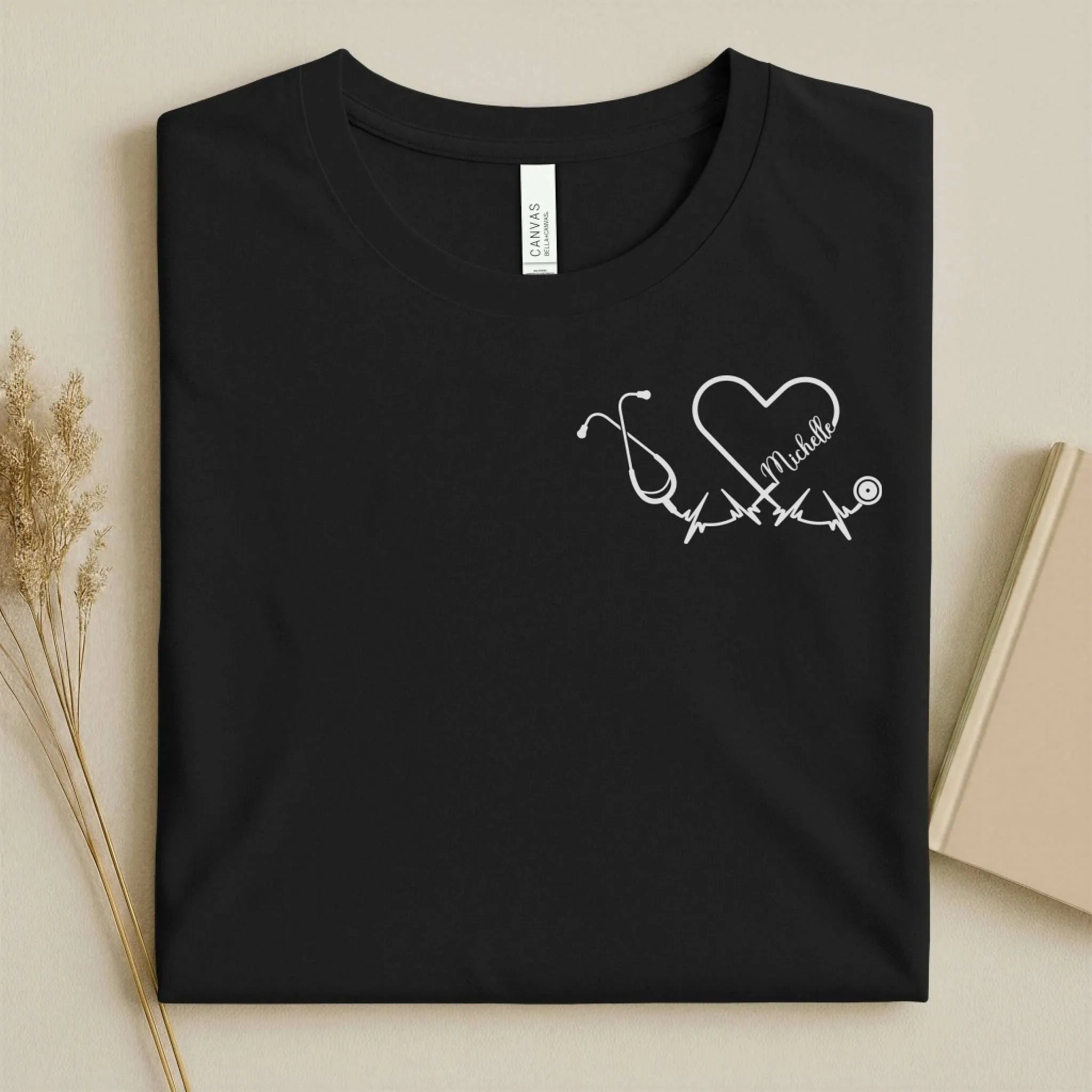 Personalized Name Stethoscope Heart Nurse Shirt