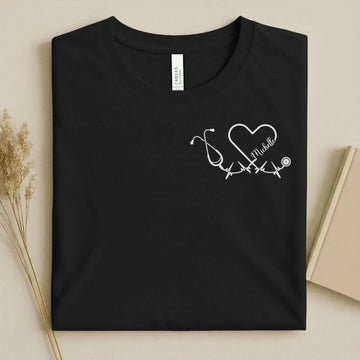Personalized Name Stethoscope Heart Nurse Shirt