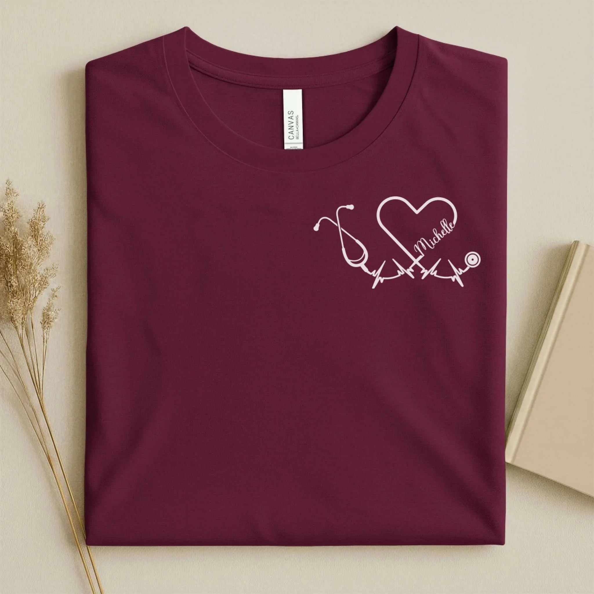 Personalized Name Stethoscope Heart Nurse Shirt