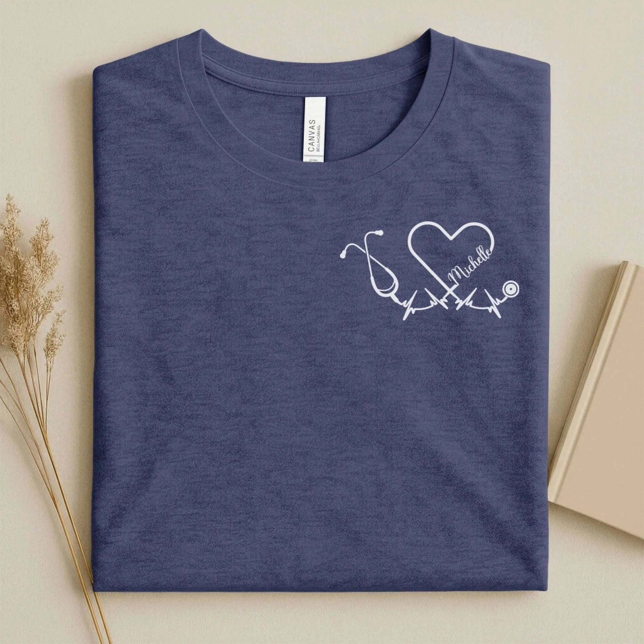 Personalized Name Stethoscope Heart Nurse Shirt