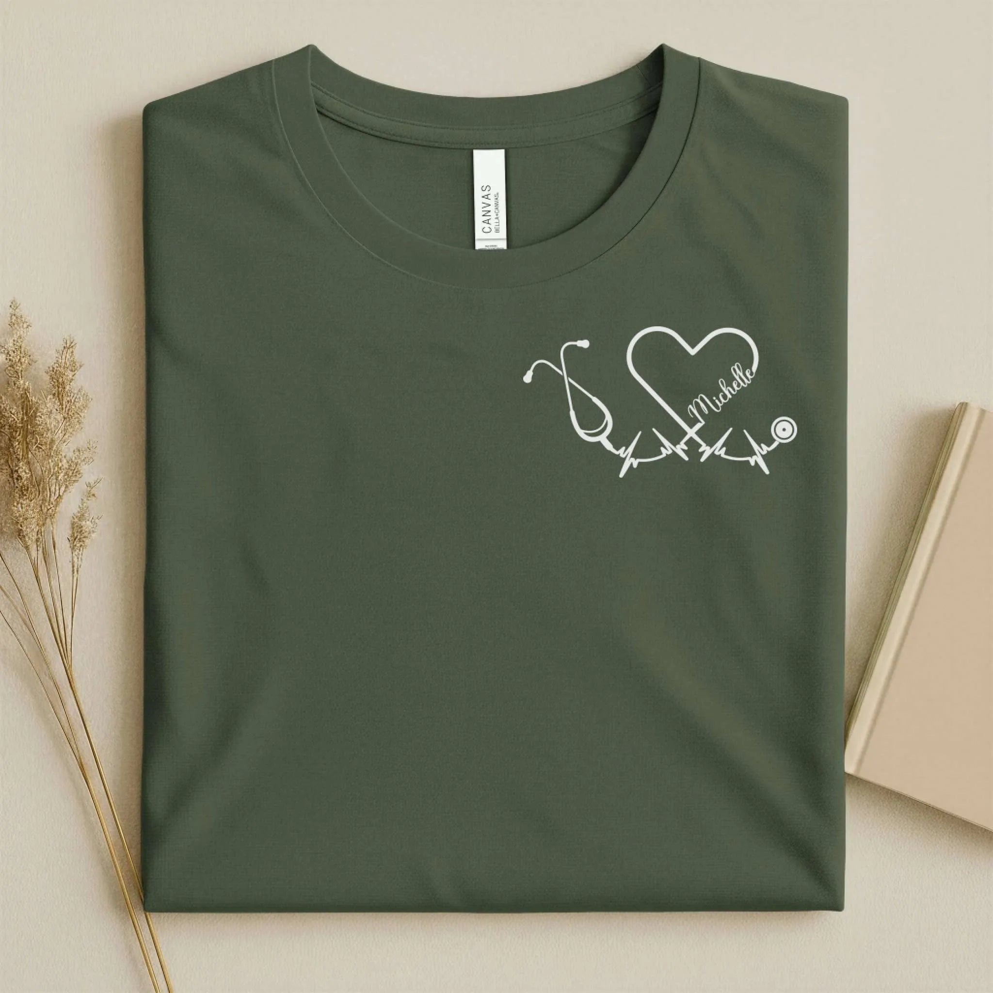 Personalized Name Stethoscope Heart Nurse Shirt