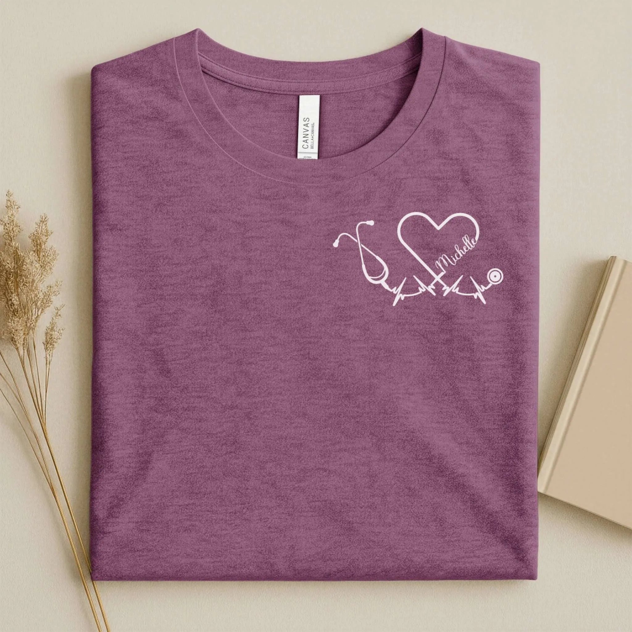Personalized Name Stethoscope Heart Nurse Shirt