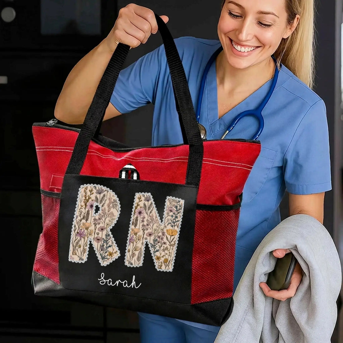 Nursehype Personalized Vintage Wildflower RN Tote Bag