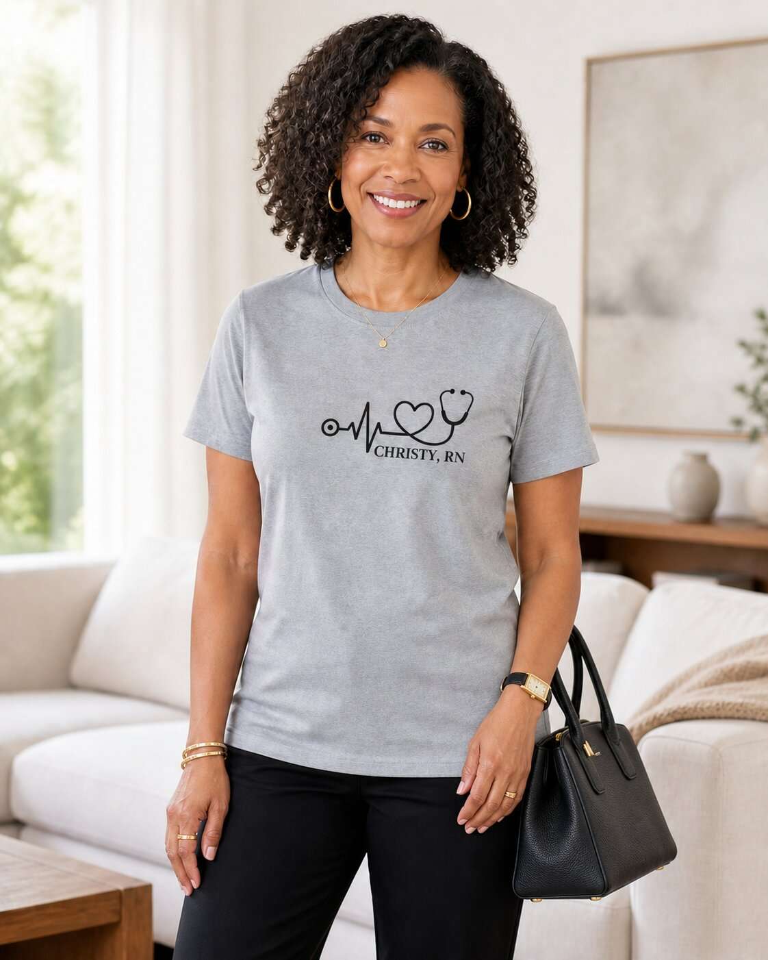 Personalized Heartbeat Stethoscope Nurse T-Shirt