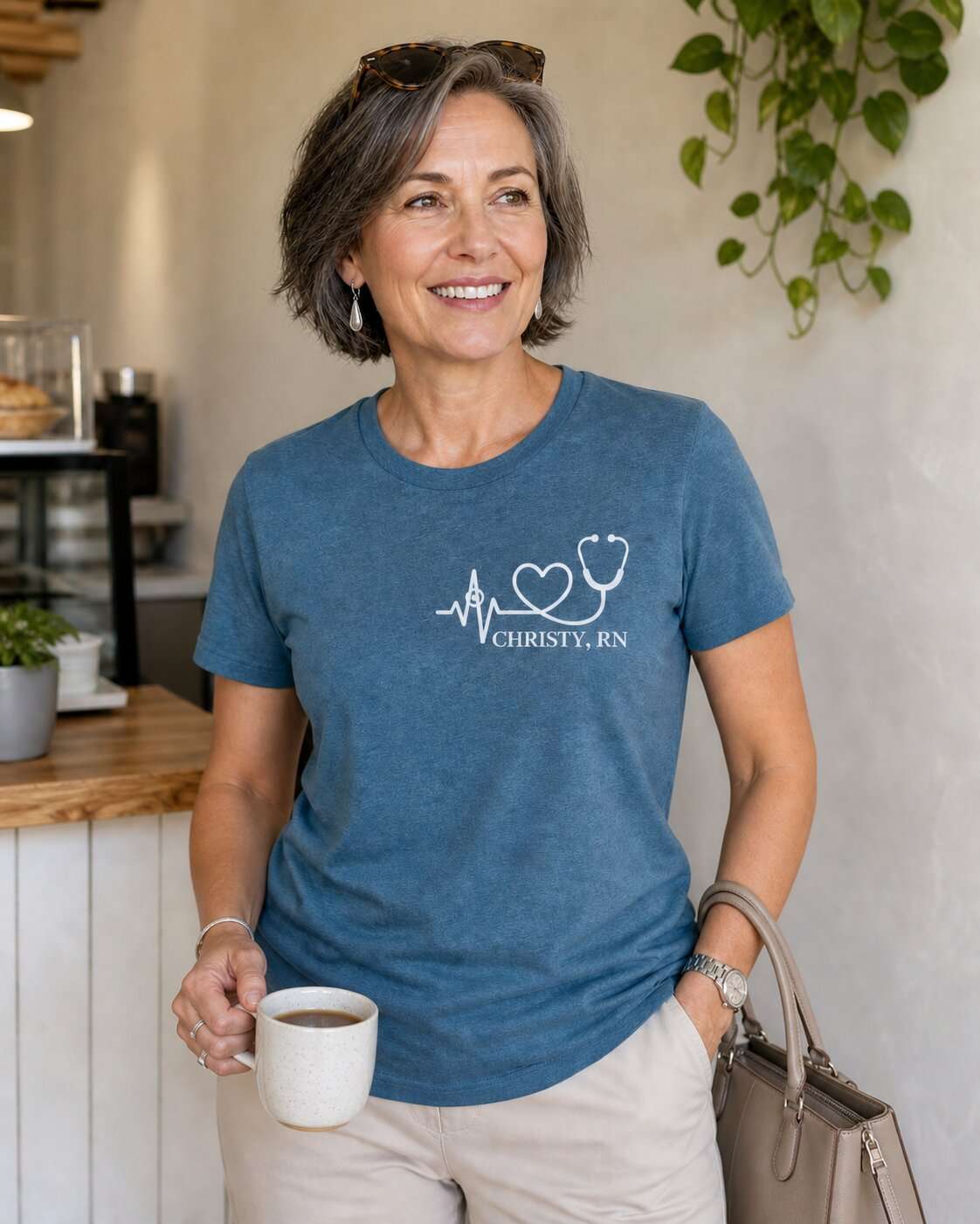 Personalized Heartbeat Stethoscope Nurse T-Shirt