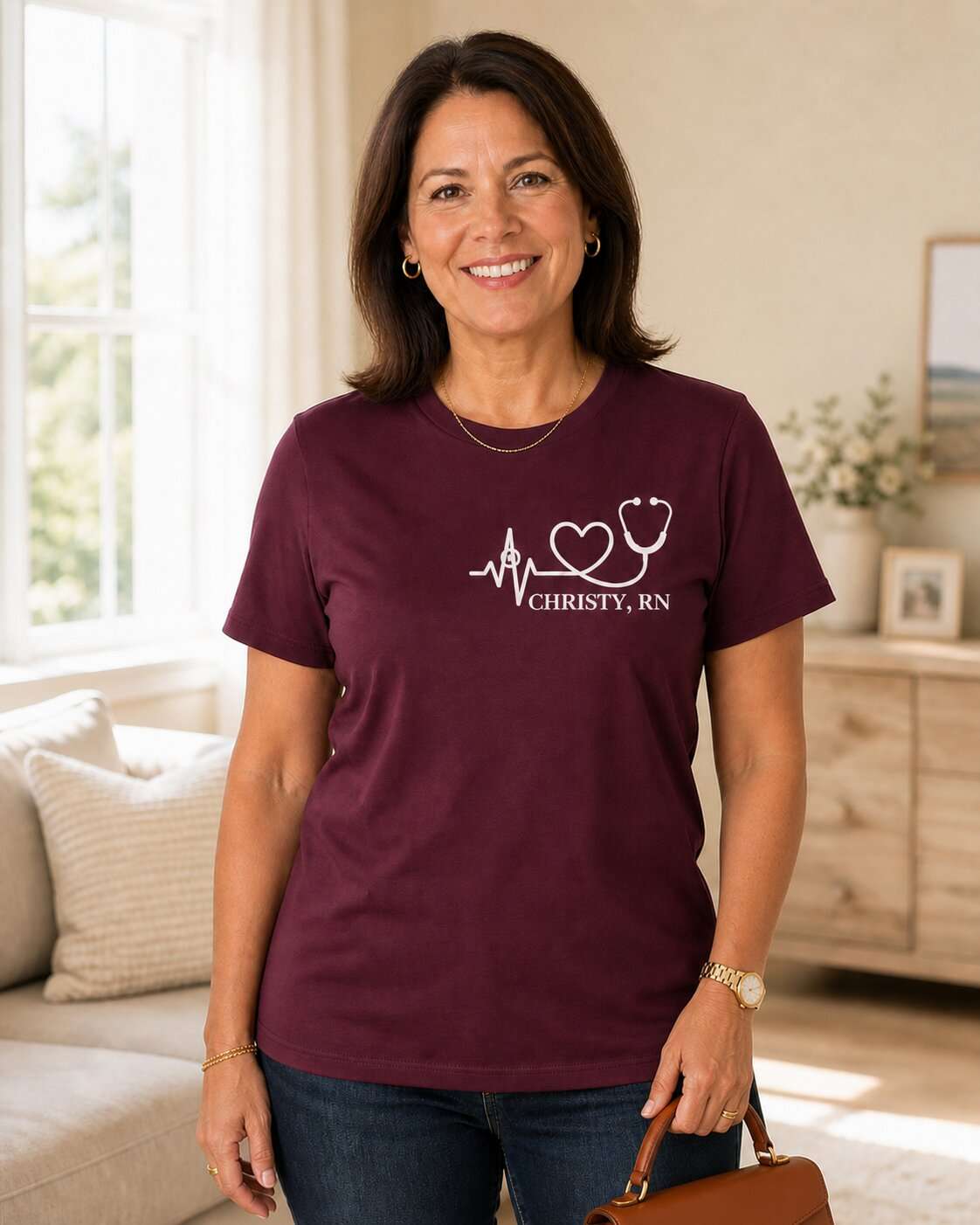 Personalized Heartbeat Stethoscope Nurse T-Shirt