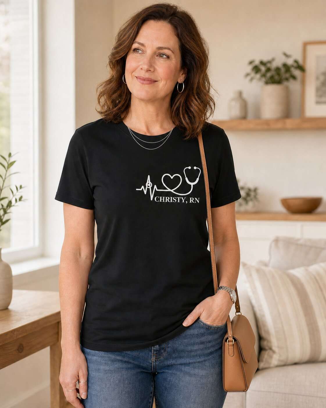 Personalized Heartbeat Stethoscope Nurse T-Shirt