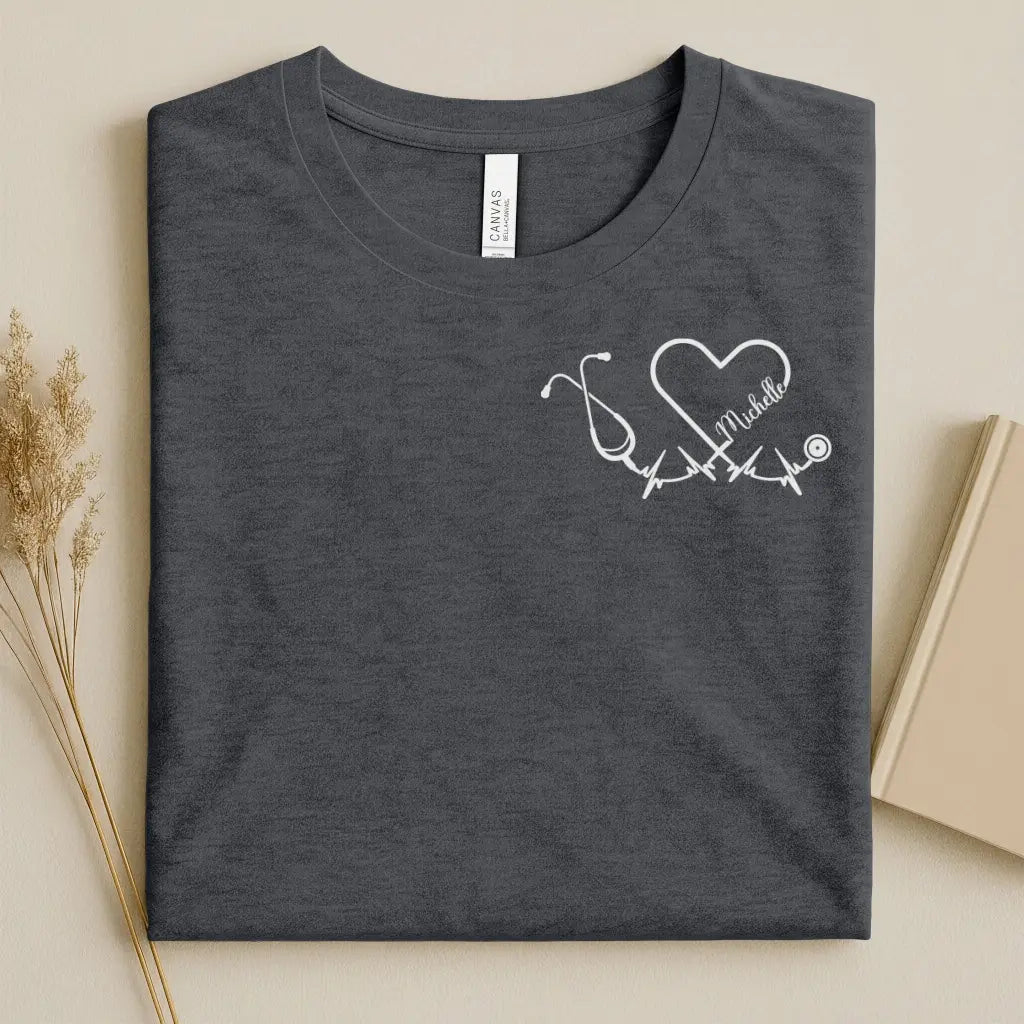 RN Stethoscope Heartbeat Line Art Nurse T-Shirt