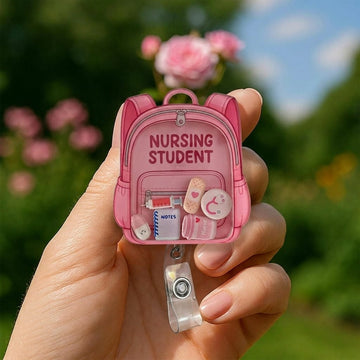 Nursehype Pink Backpack Nursing Student Badge Reel