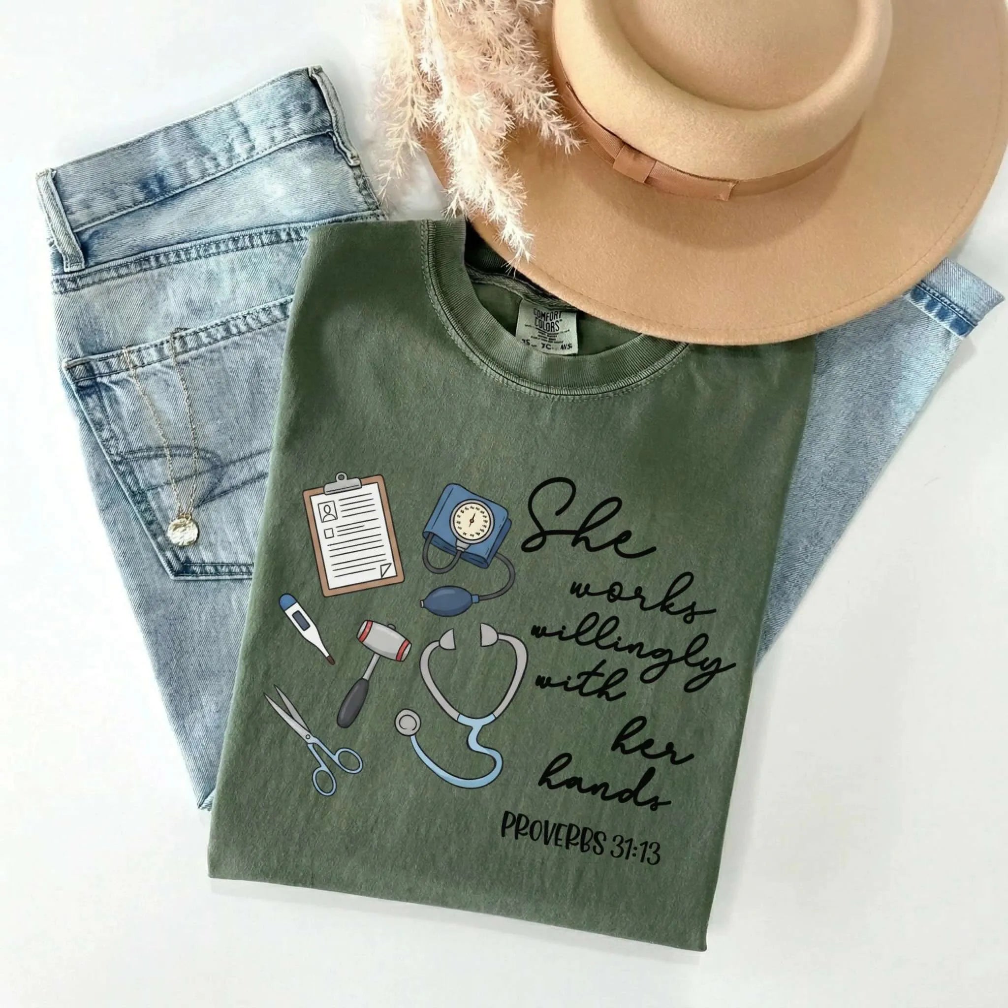 Proverbs 31:13 Nurse Comfort Colors Tee