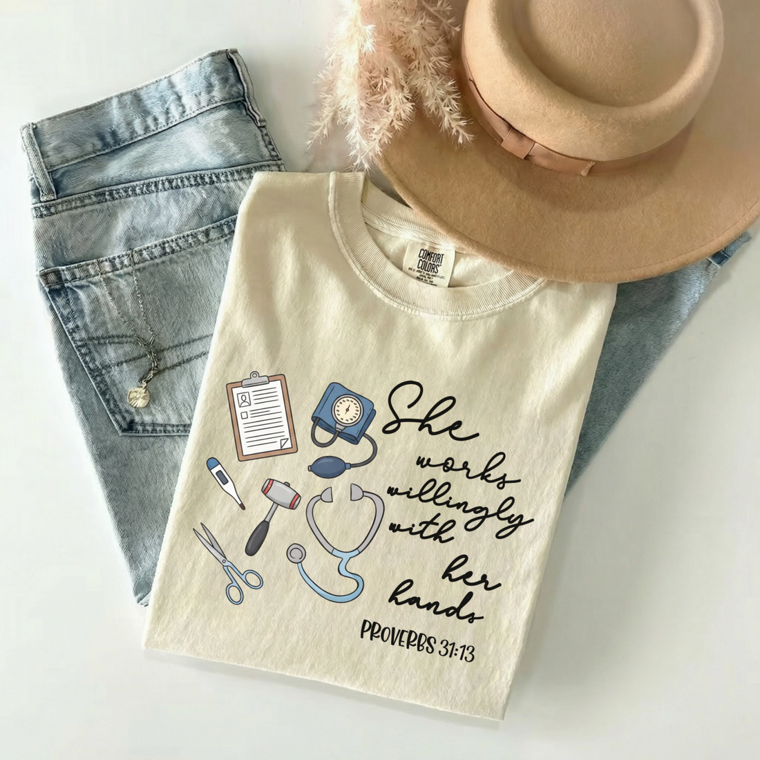 Proverbs 31:13 Nurse Comfort Colors Tee