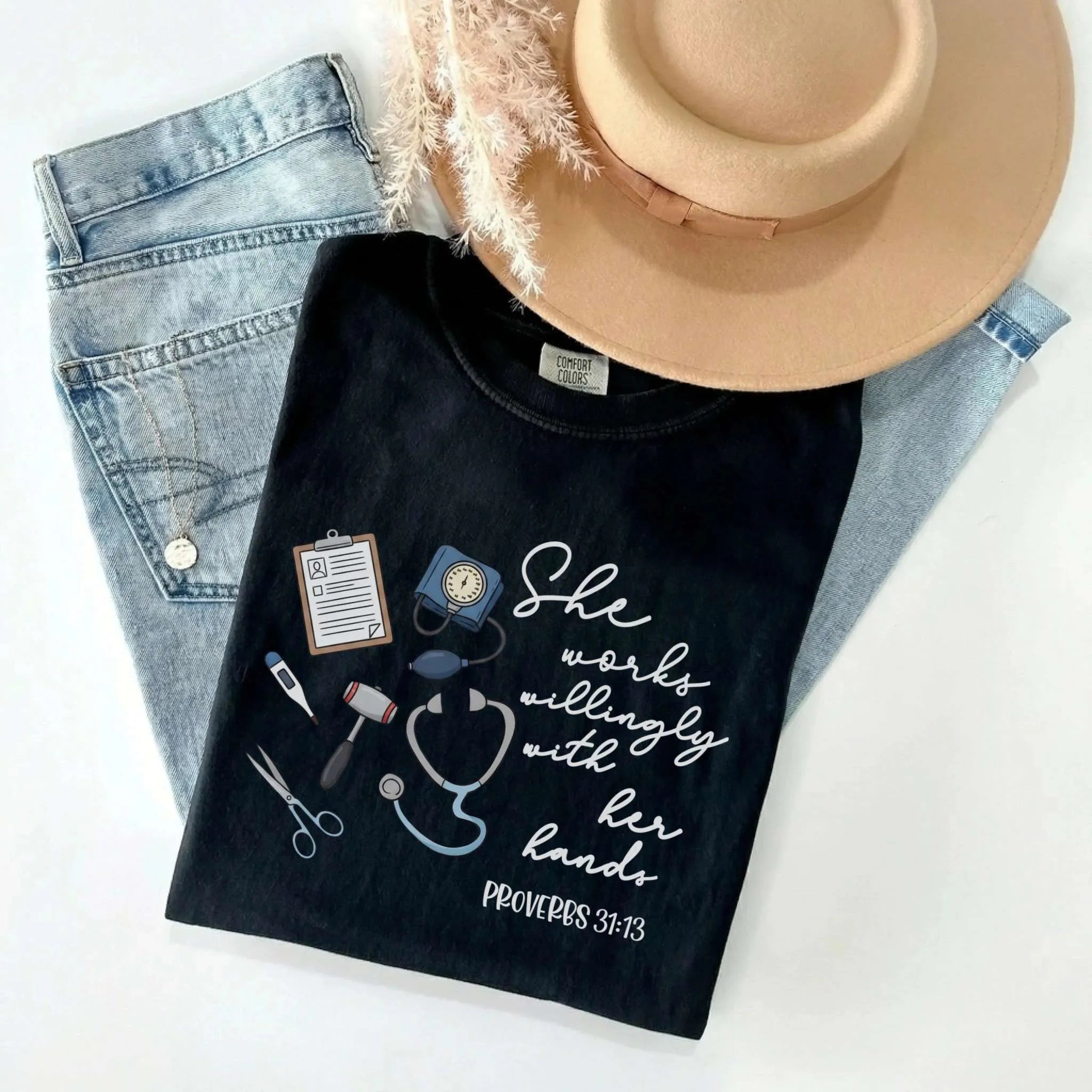 Proverbs 31:13 Nurse Comfort Colors Tee