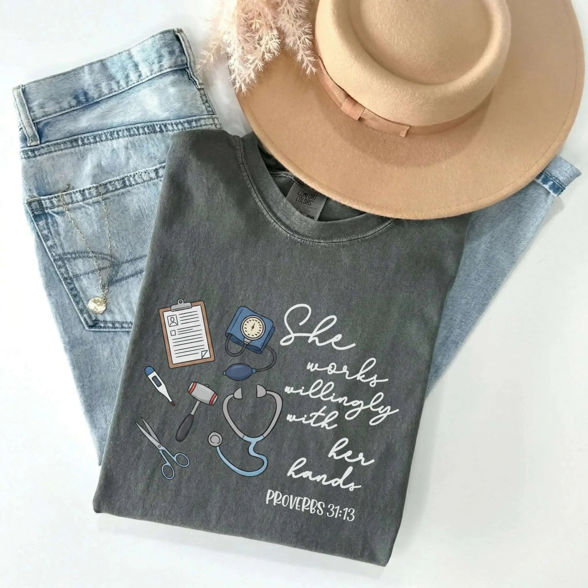 Proverbs 31:13 Nurse Comfort Colors Tee