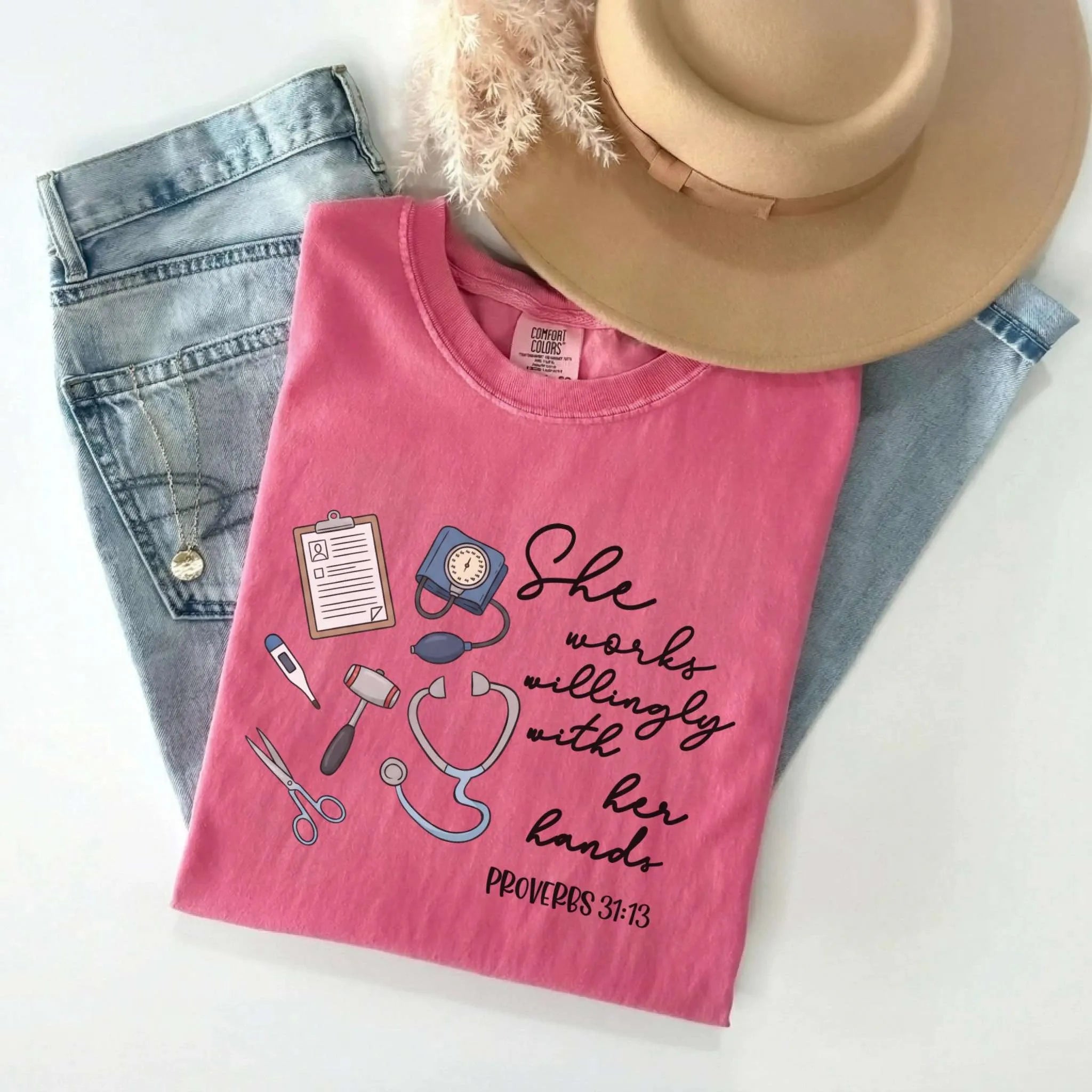 Proverbs 31:13 Nurse Comfort Colors Tee