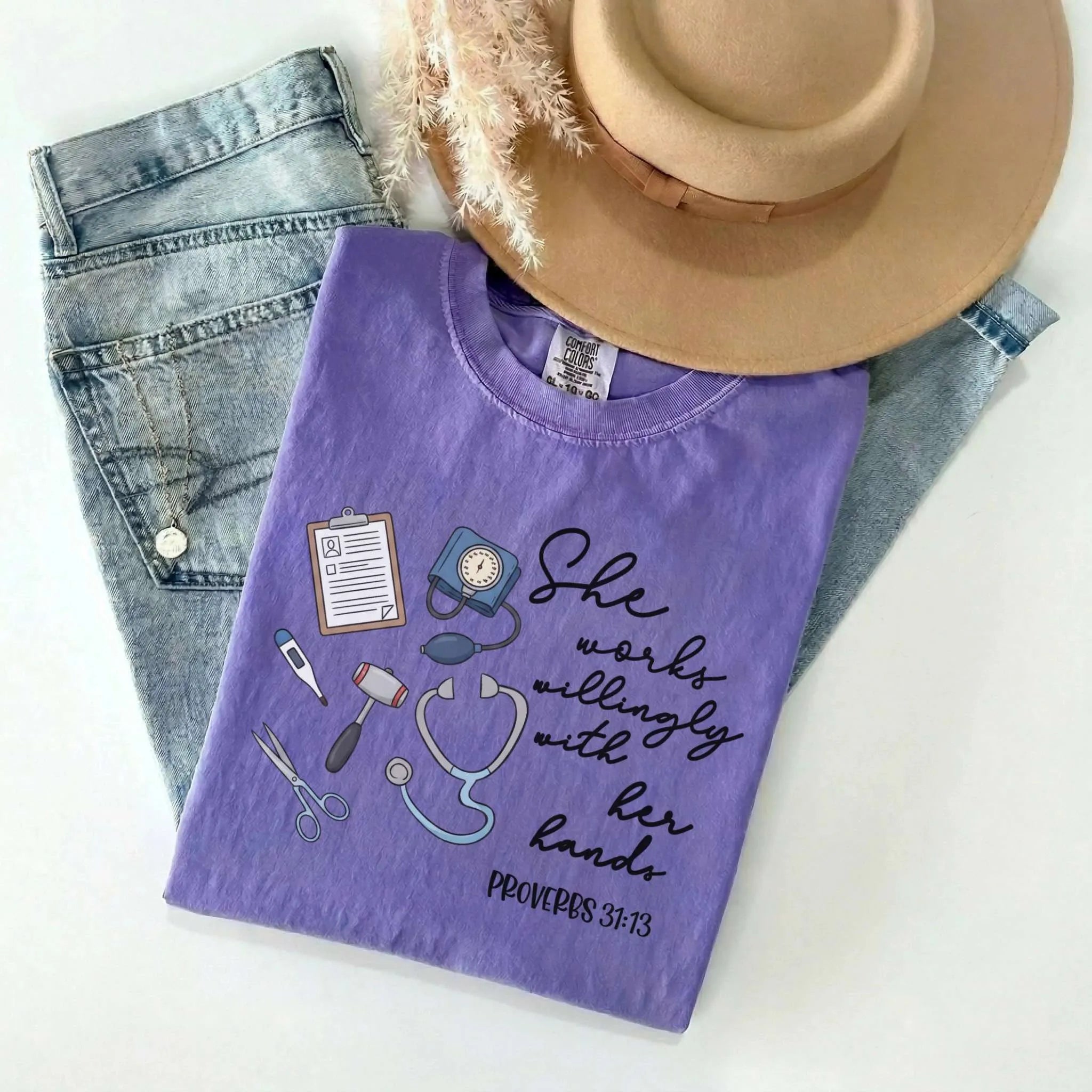 Proverbs 31:13 Nurse Comfort Colors Tee