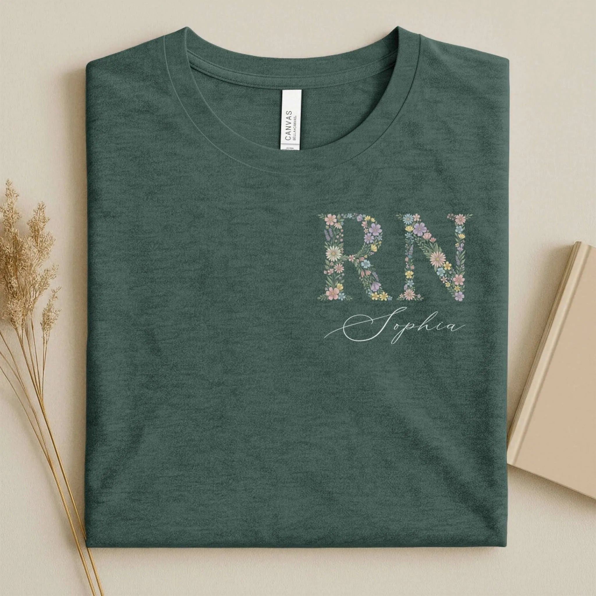 Personalized RN Floral Wildflower Nurse T-Shirt