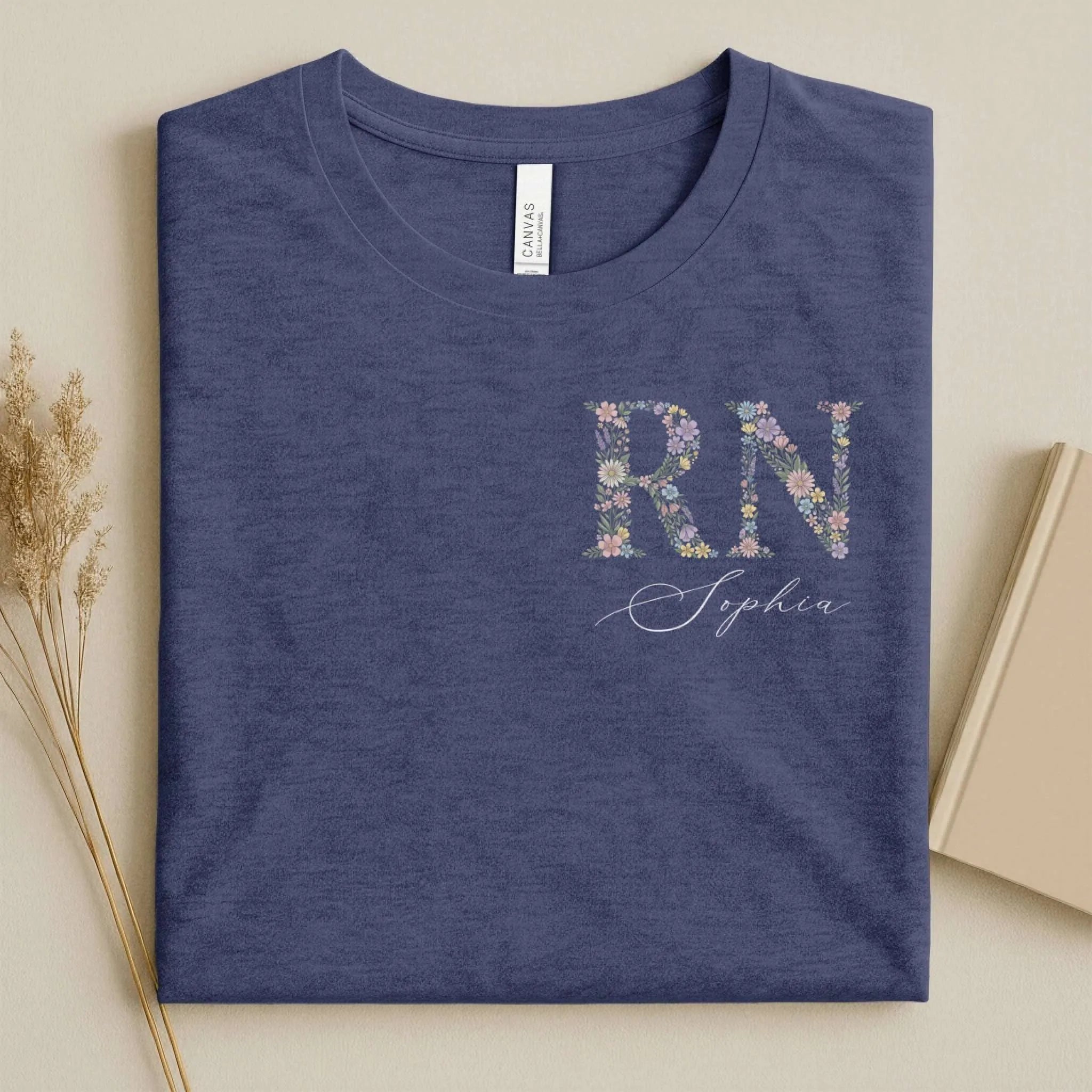 Personalized RN Floral Wildflower Nurse T-Shirt