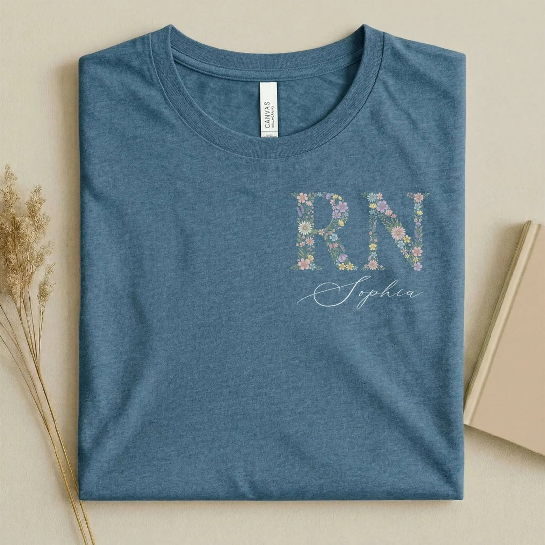 Personalized RN Floral Wildflower Nurse T-Shirt