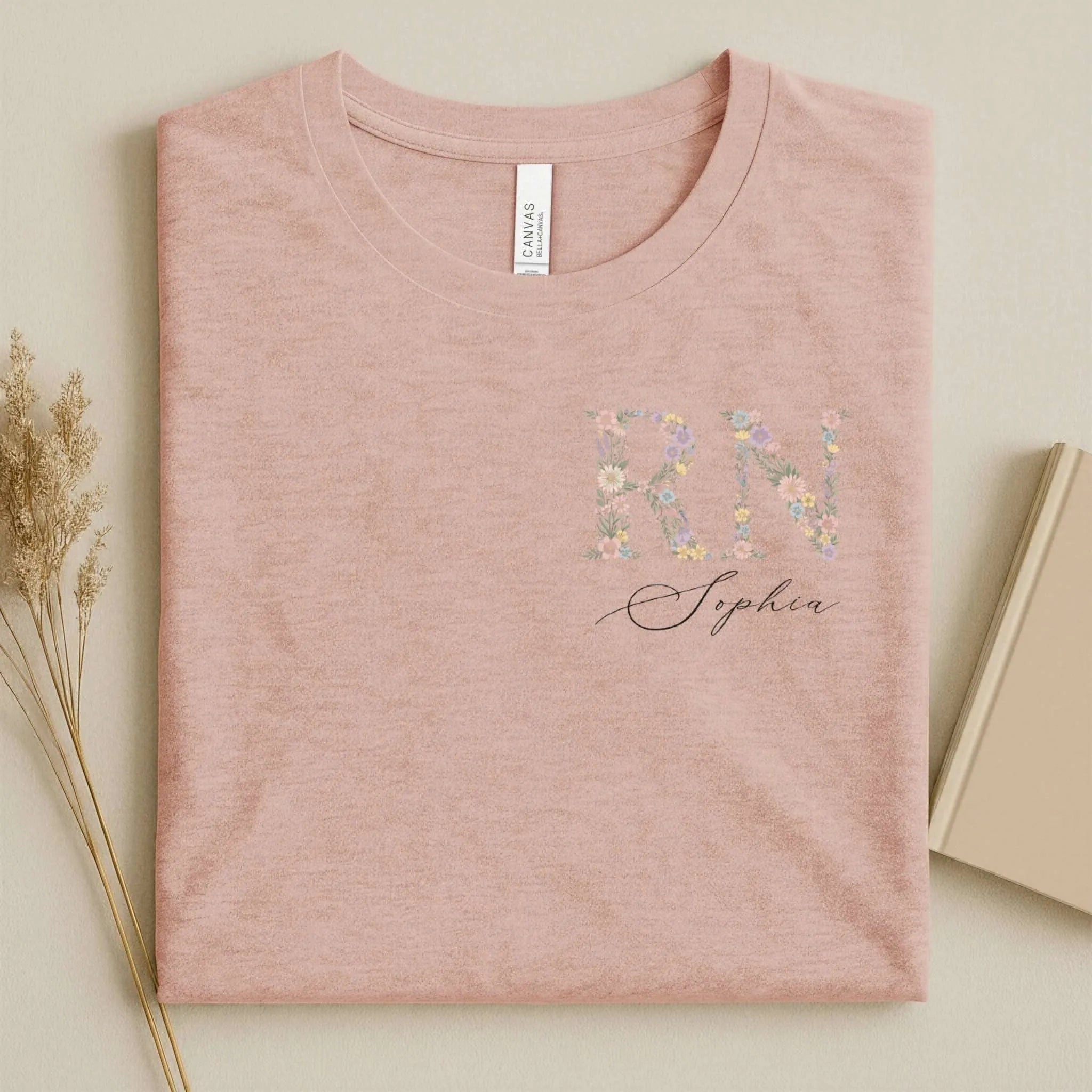 Personalized RN Floral Wildflower Nurse T-Shirt