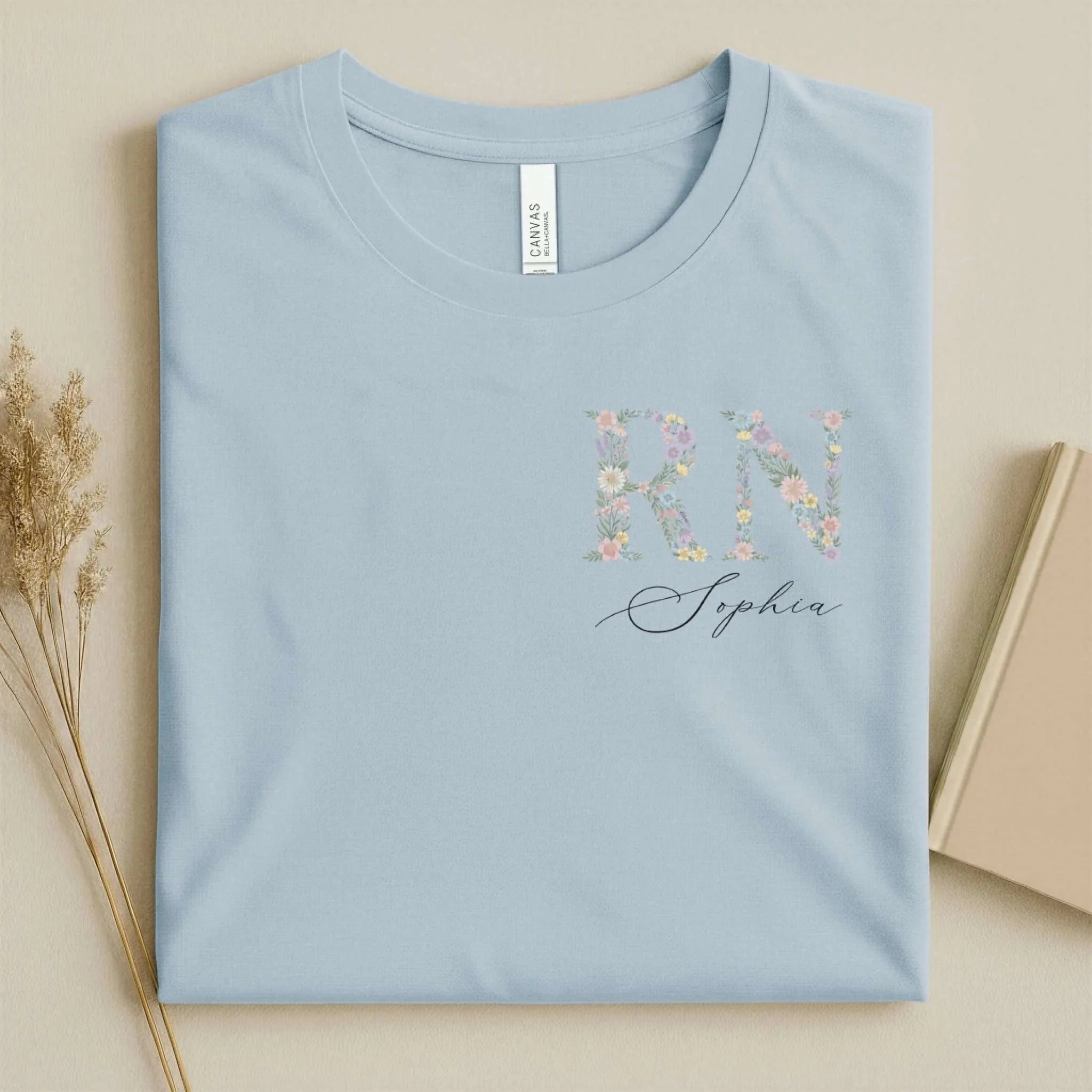 Personalized RN Floral Wildflower Nurse T-Shirt