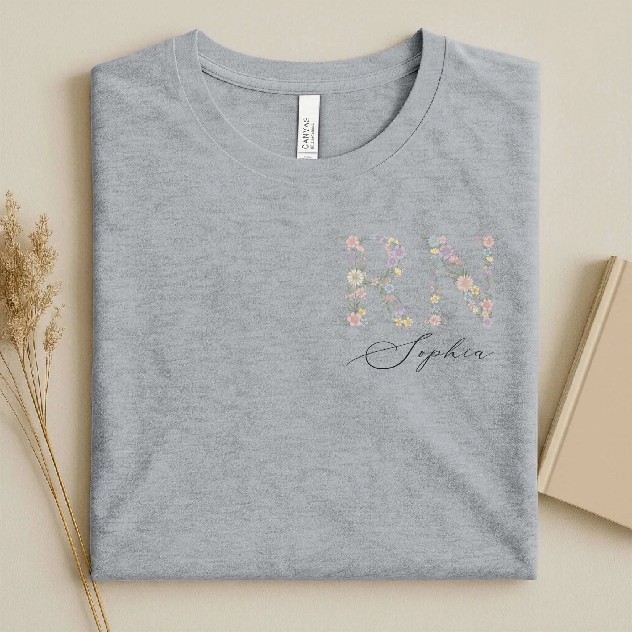 Personalized RN Floral Wildflower Nurse T-Shirt