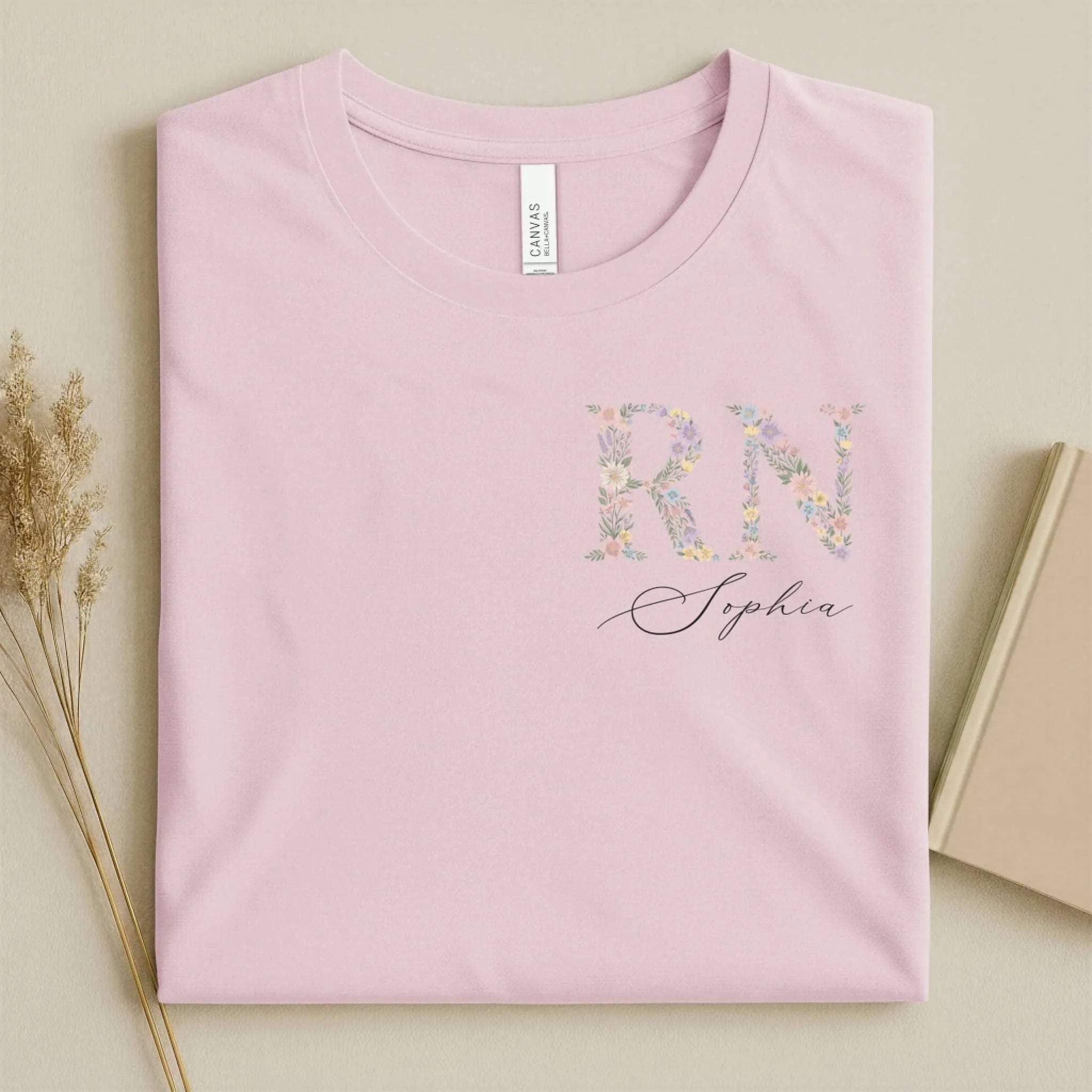 Personalized RN Floral Wildflower Nurse T-Shirt