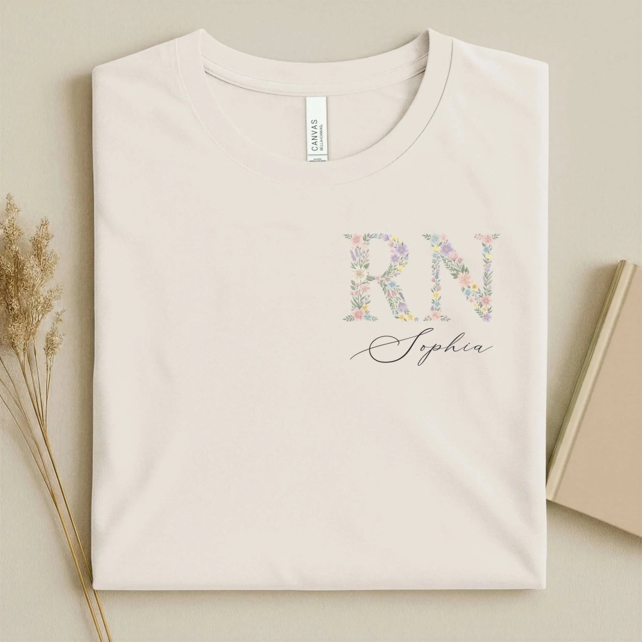 Personalized RN Floral Wildflower Nurse T-Shirt