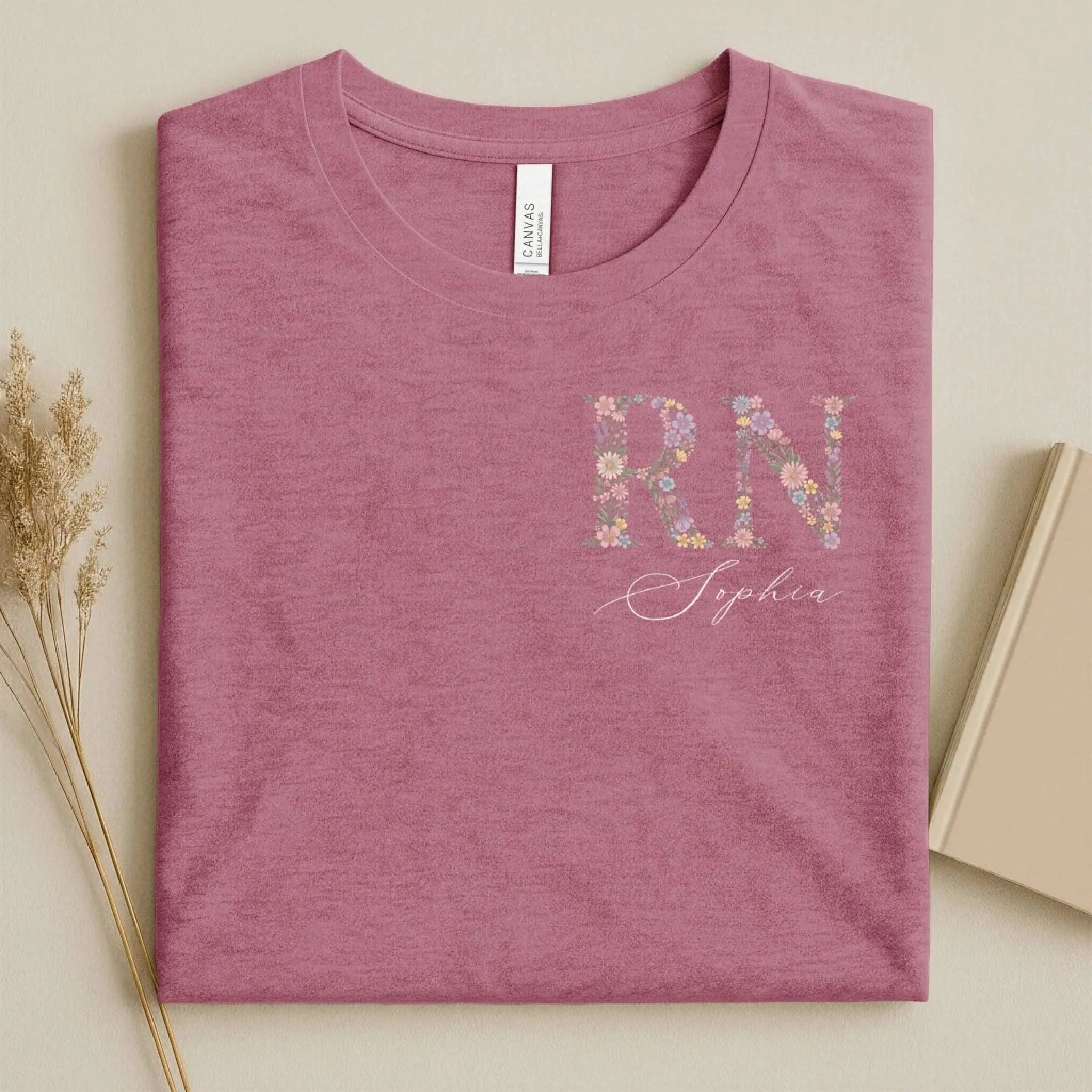 Personalized RN Floral Wildflower Nurse T-Shirt