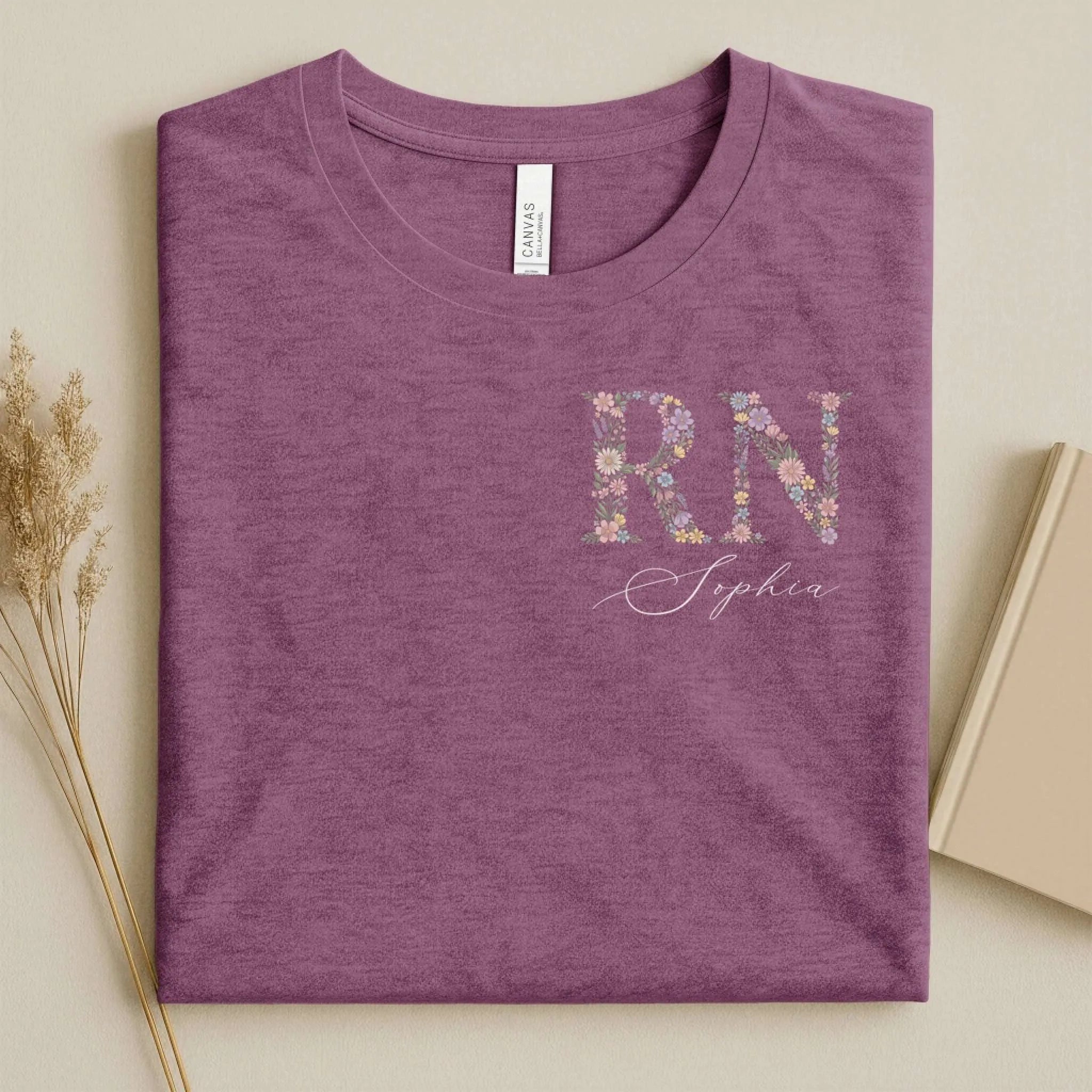 Personalized RN Floral Wildflower Nurse T-Shirt