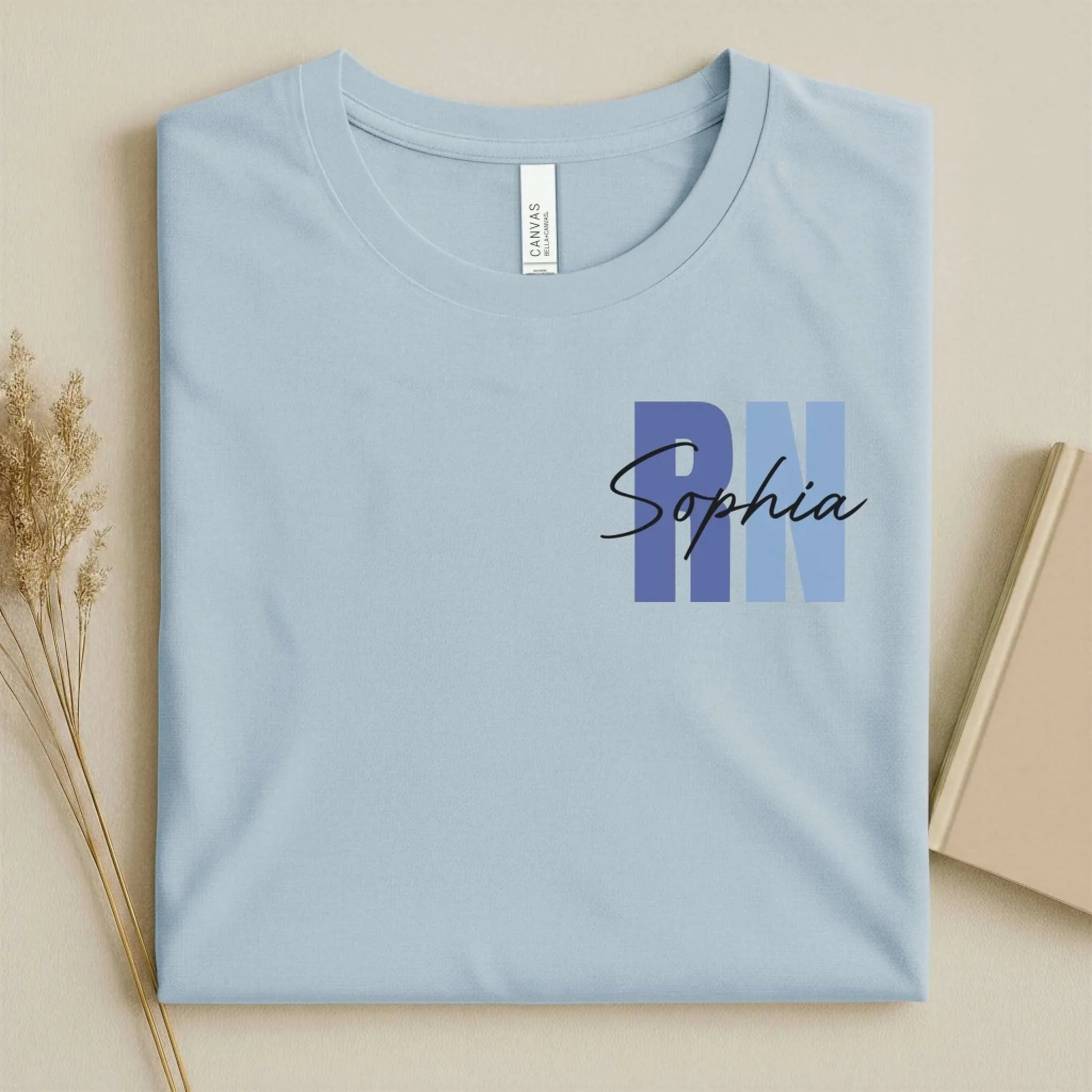 Personalized RN Bold Two-Tone Nurse Shirt