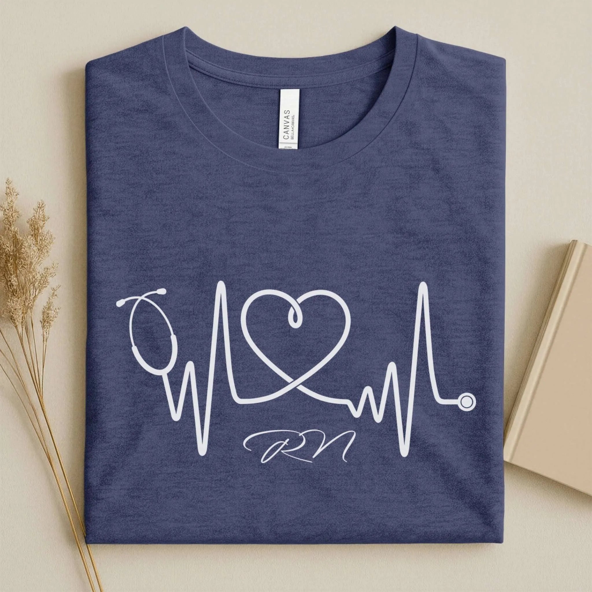 RN Stethoscope Heartbeat Line Art Nurse T-Shirt