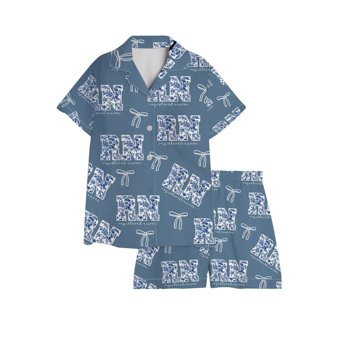 Nursehype RN Registered Nurse Floral Satin Pajama Set