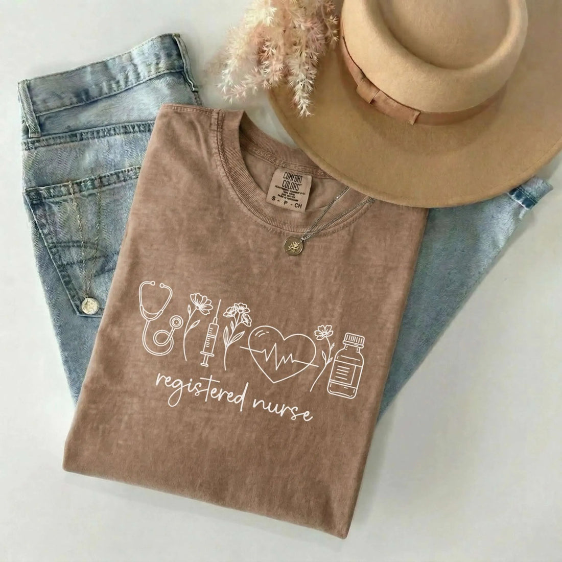 Registered Nurse Floral Icons Comfort Colors Tee