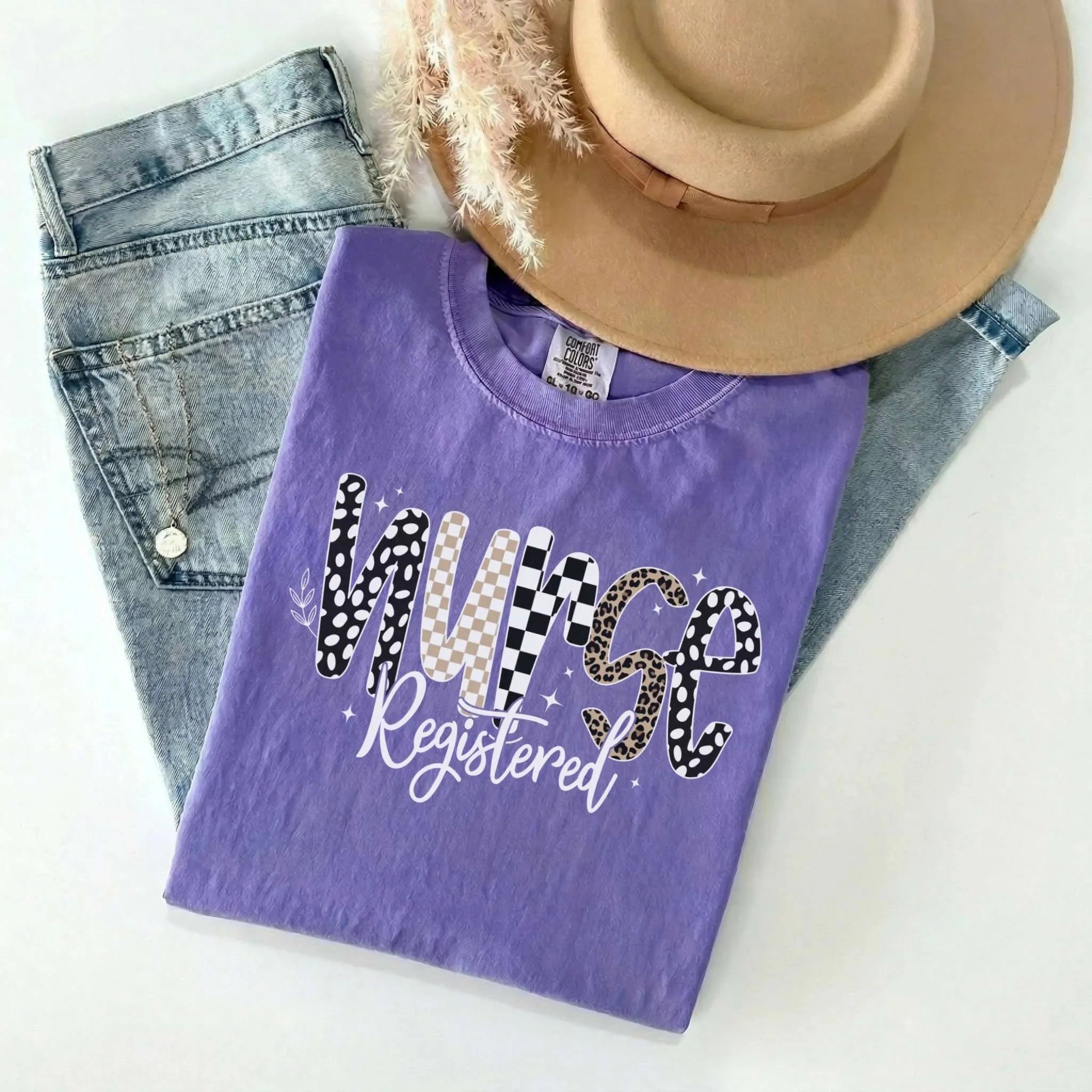 Registered Nurse Mixed Pattern Comfort Colors Tee