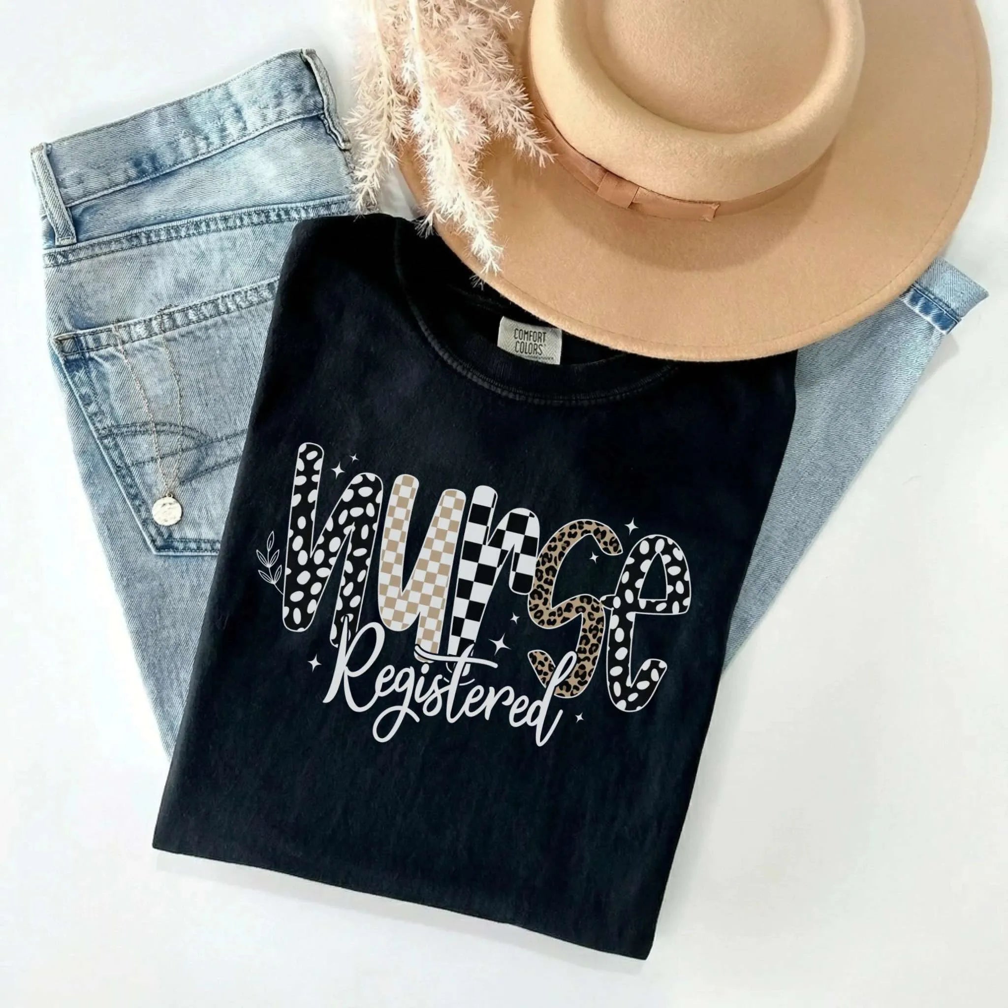 Registered Nurse Mixed Pattern Comfort Colors Tee