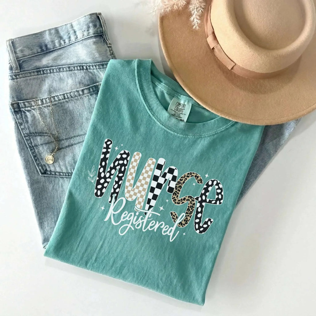 Registered Nurse Mixed Pattern Comfort Colors Tee