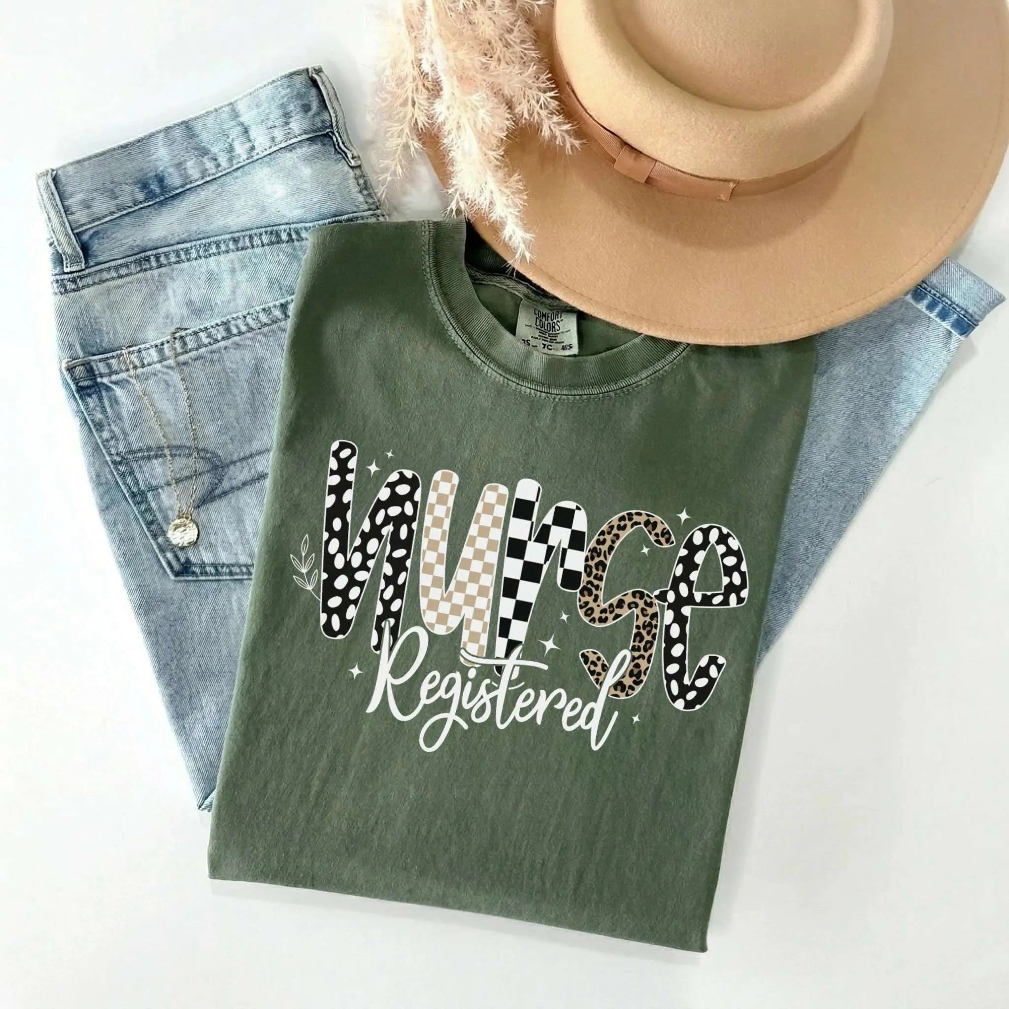 Registered Nurse Mixed Pattern Comfort Colors Tee