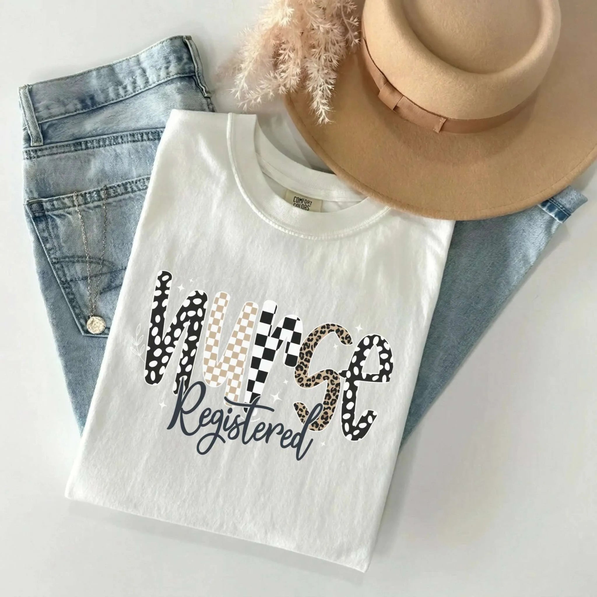 Registered Nurse Mixed Pattern Comfort Colors Tee