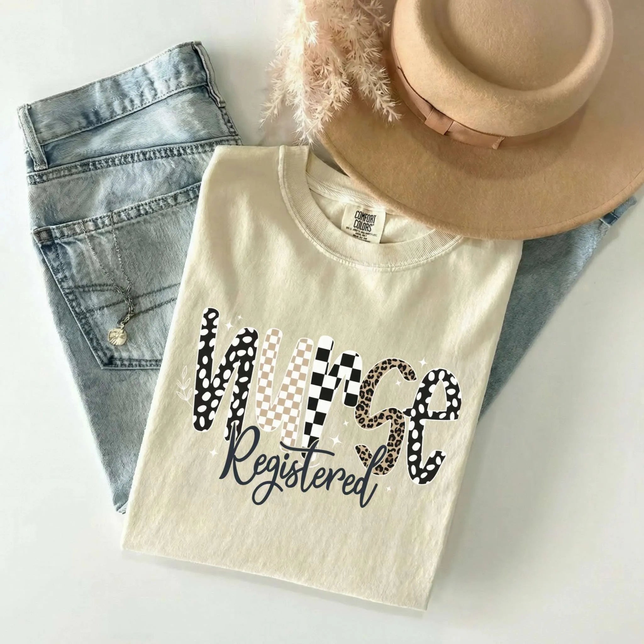 Registered Nurse Mixed Pattern Comfort Colors Tee