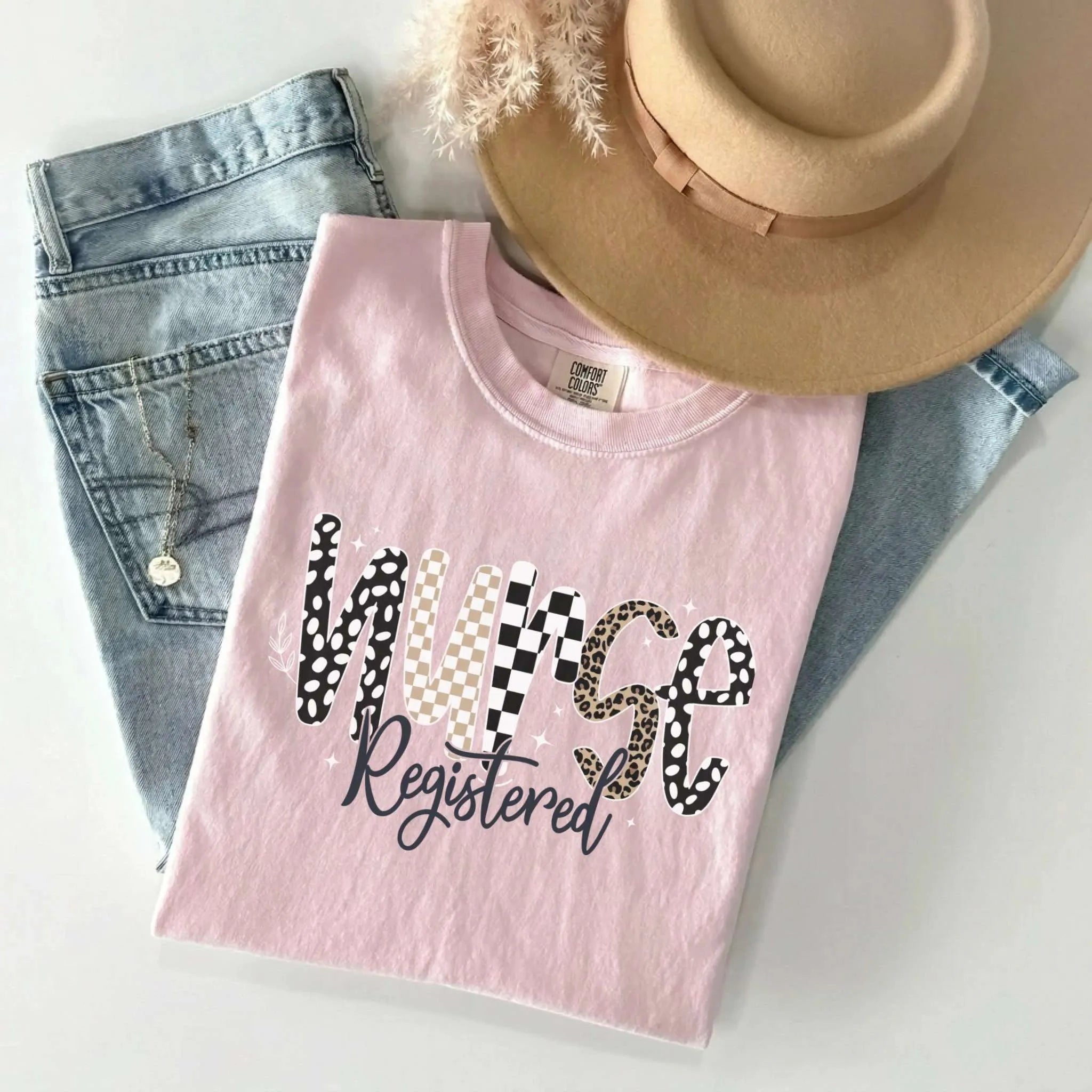 Registered Nurse Mixed Pattern Comfort Colors Tee