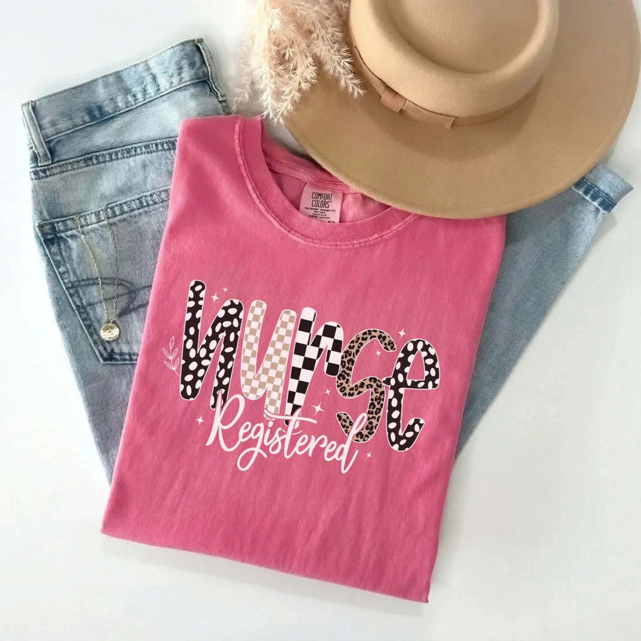 Registered Nurse Mixed Pattern Comfort Colors Tee