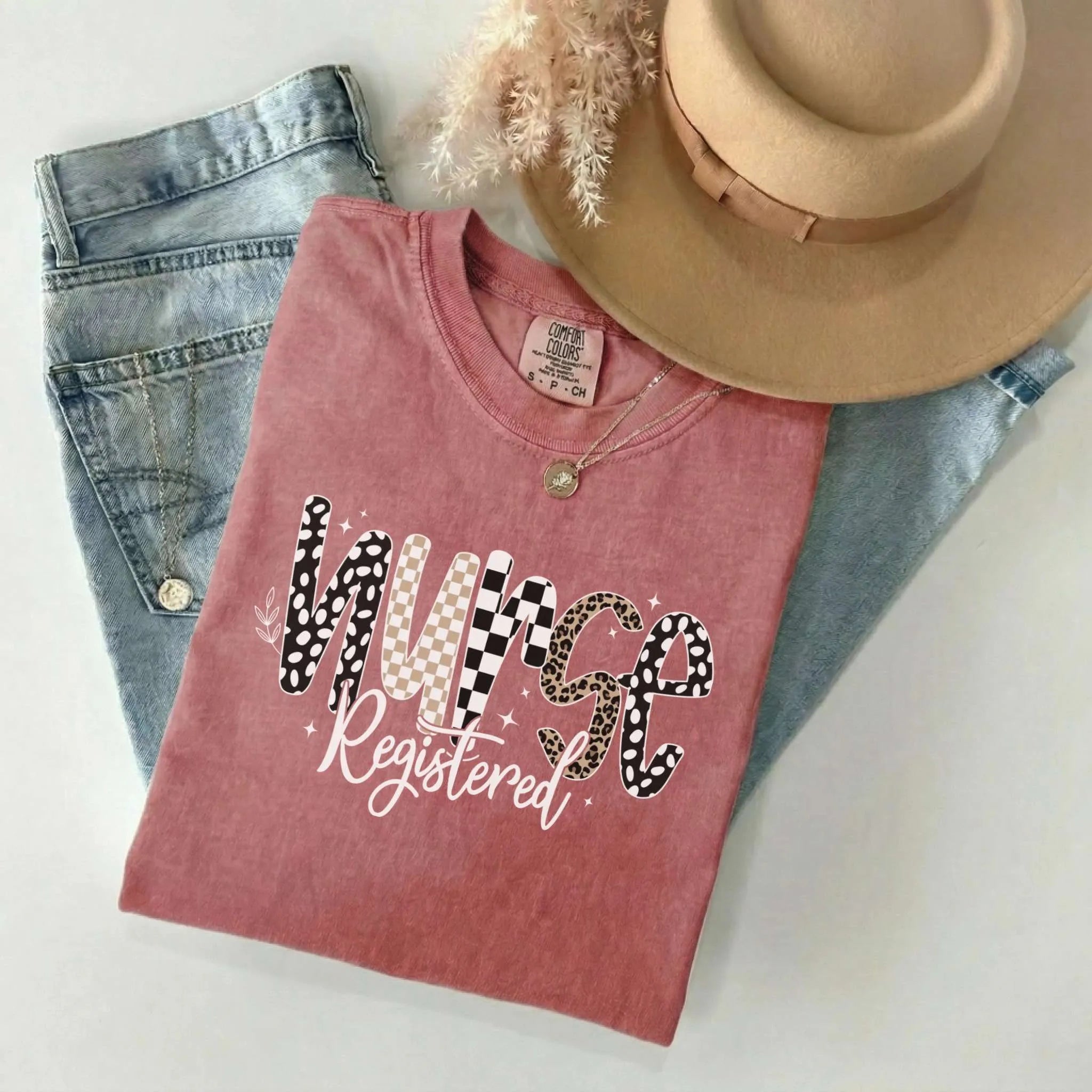 Registered Nurse Mixed Pattern Comfort Colors Tee