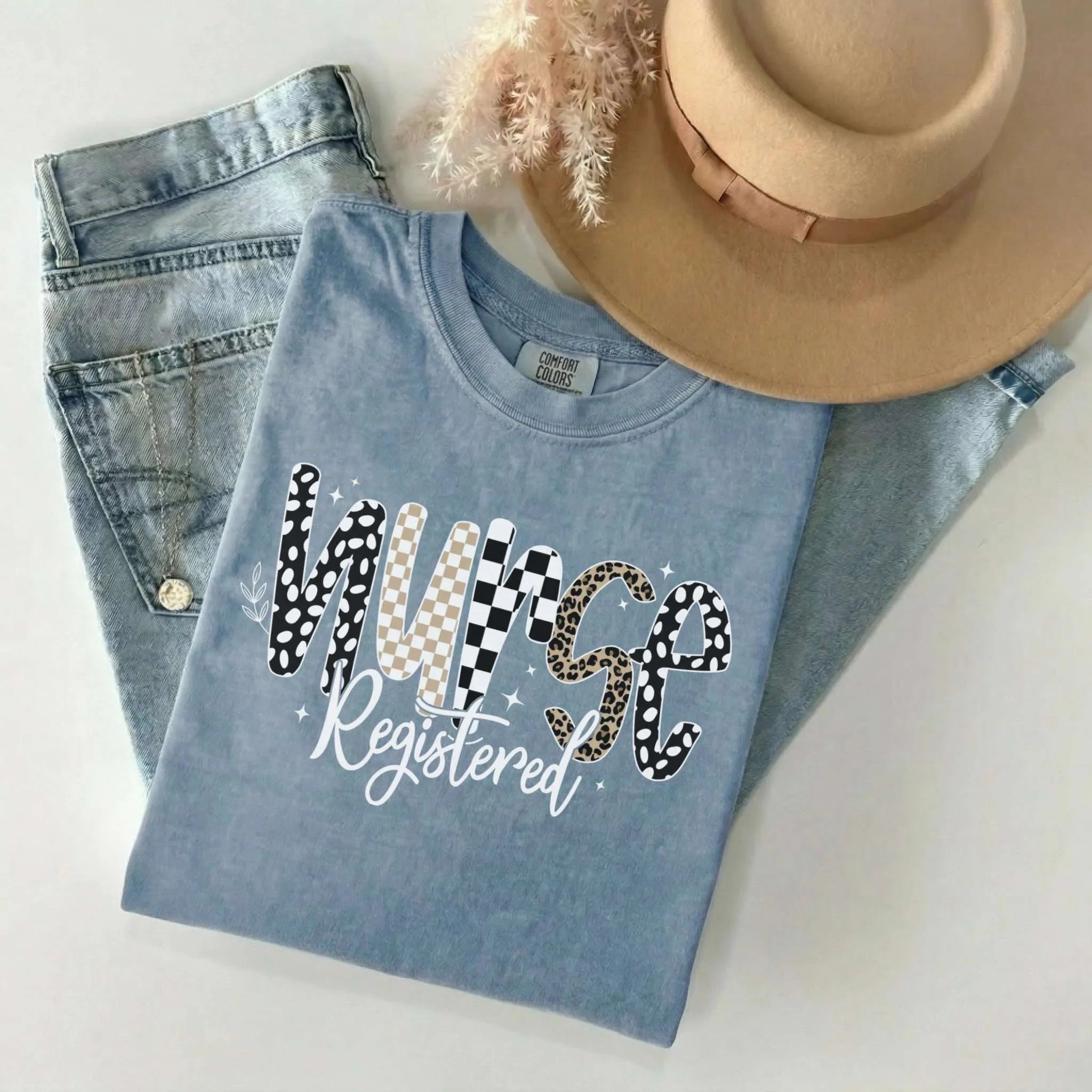 Registered Nurse Mixed Pattern Comfort Colors Tee