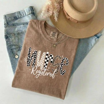 Registered Nurse Mixed Pattern Comfort Colors Tee